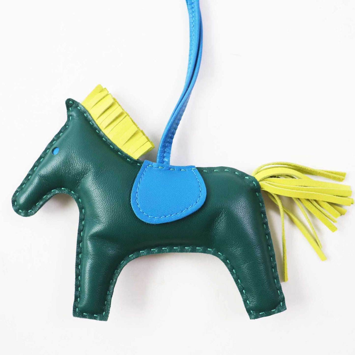 HERMES Bag charm Anyo Miro Malachite Lime Blue Sanzibar Rodeo Charm MM