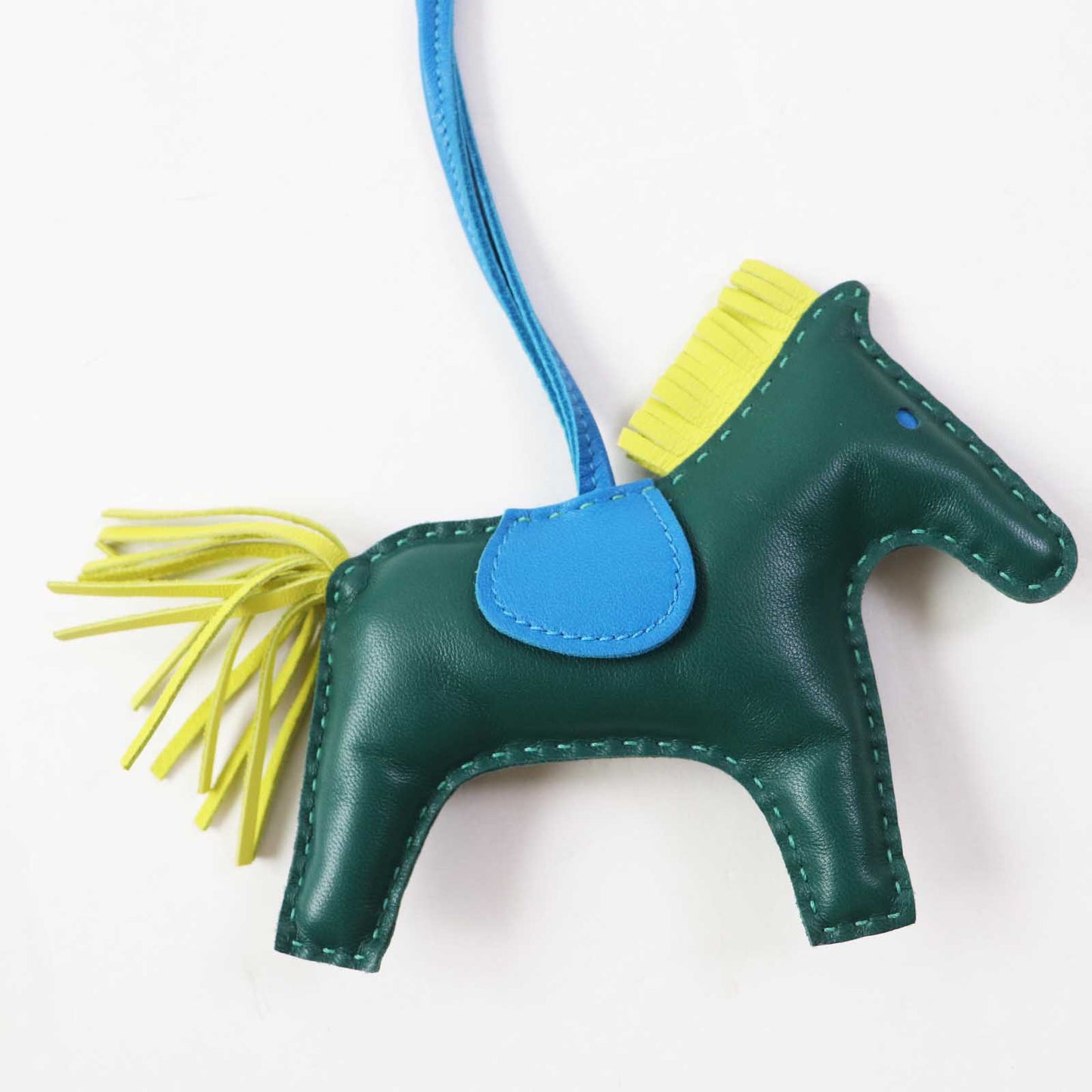 HERMES Bag charm Anyo Miro Malachite Lime Blue Sanzibar Rodeo Charm MM