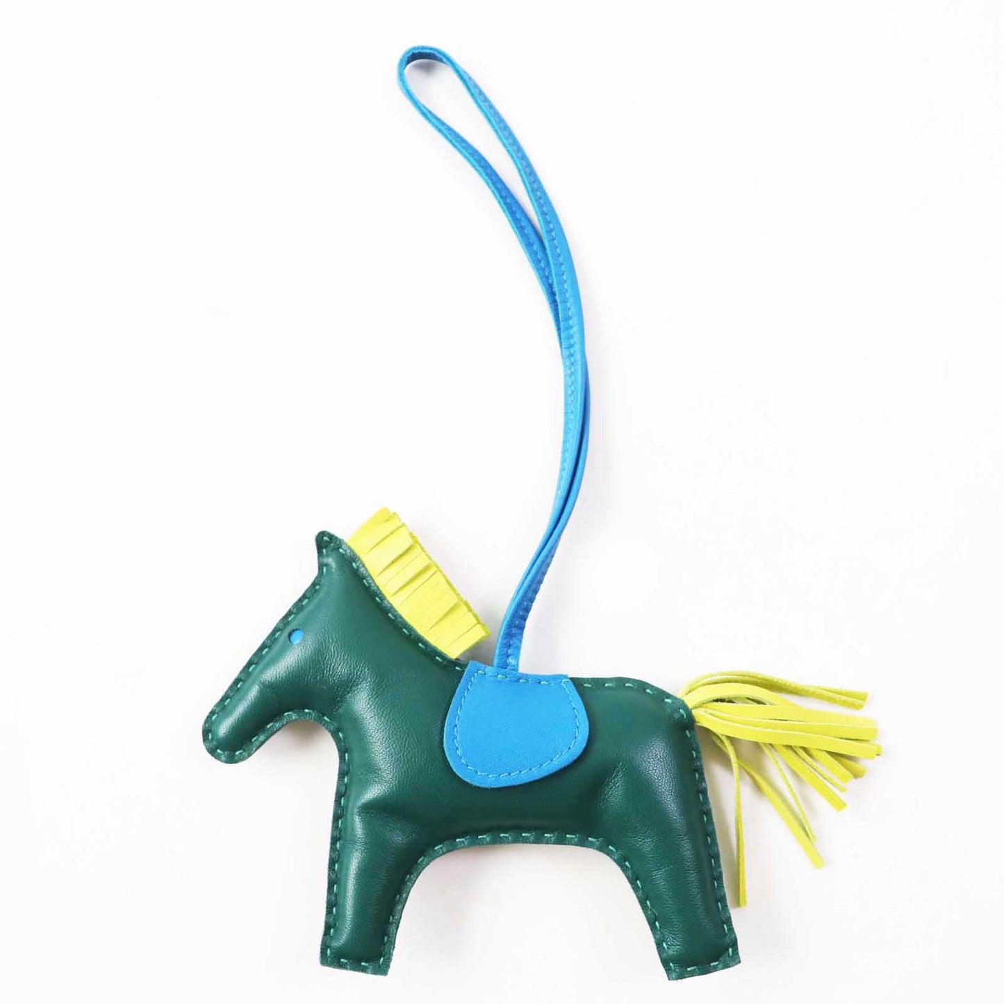 HERMES Bag charm Anyo Miro Malachite Lime Blue Sanzibar Rodeo Charm MM