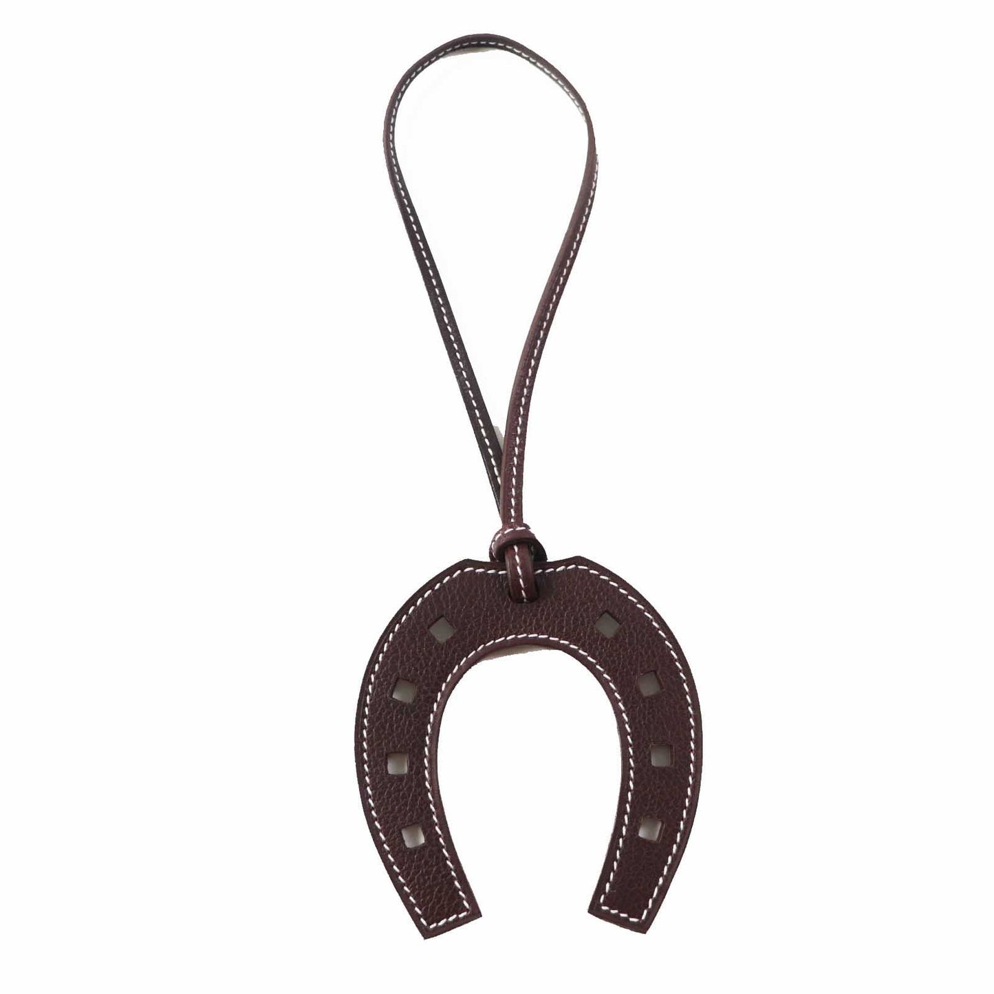 HERMES Bag charm leather Dark brown Paddock schbar