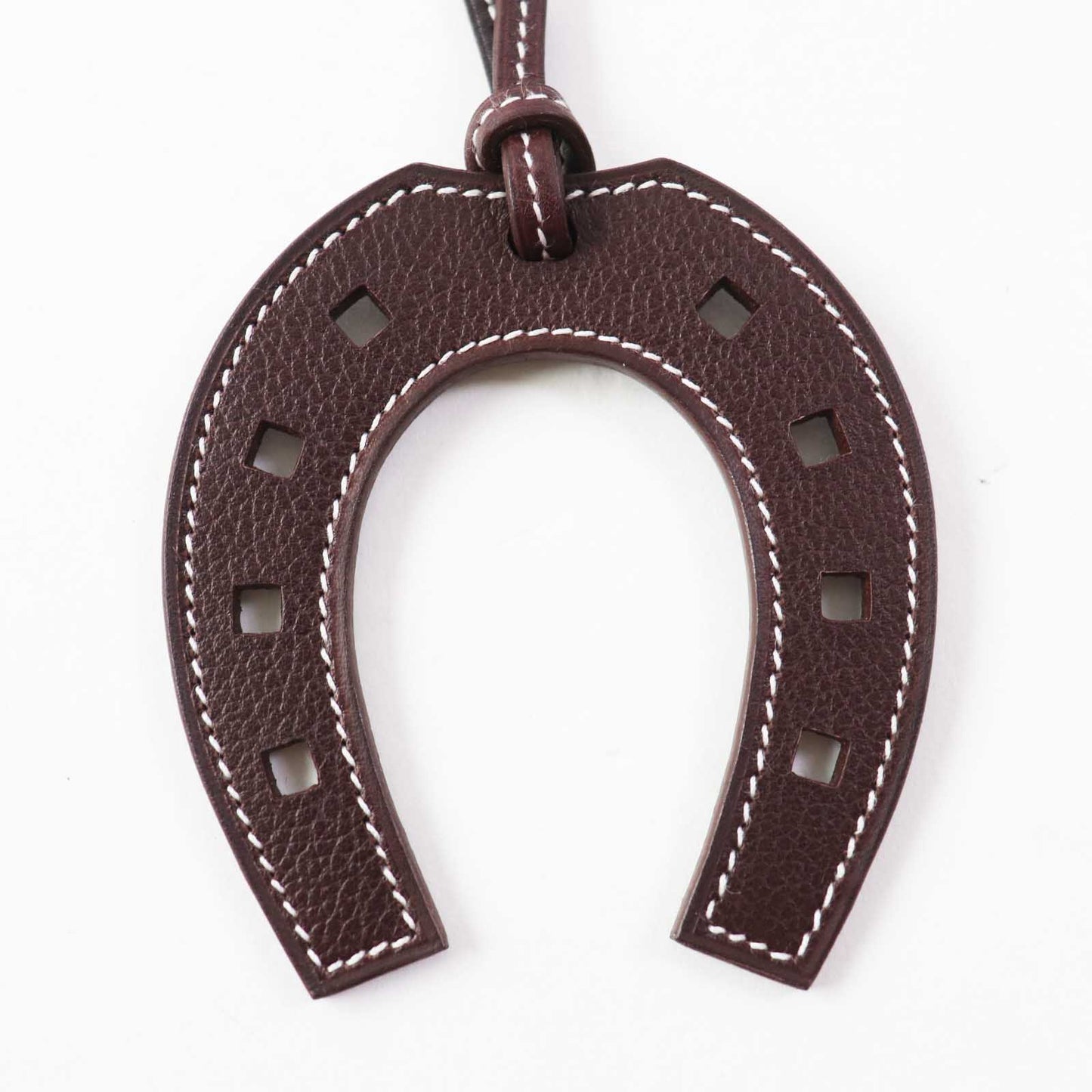 HERMES Bag charm leather Dark brown Paddock schbar