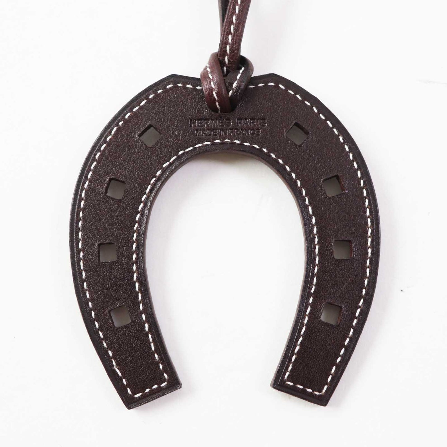 HERMES Bag charm leather Dark brown Paddock schbar