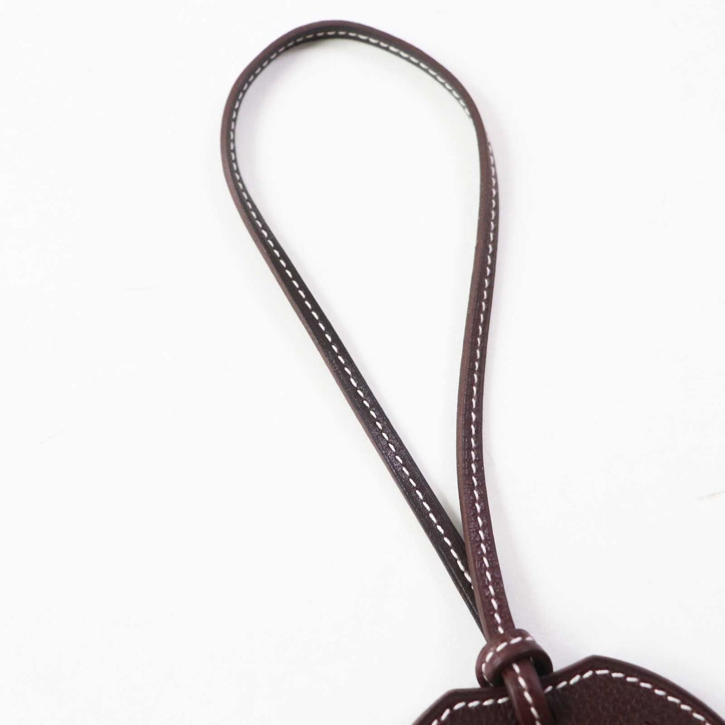 HERMES Bag charm leather Dark brown Paddock schbar