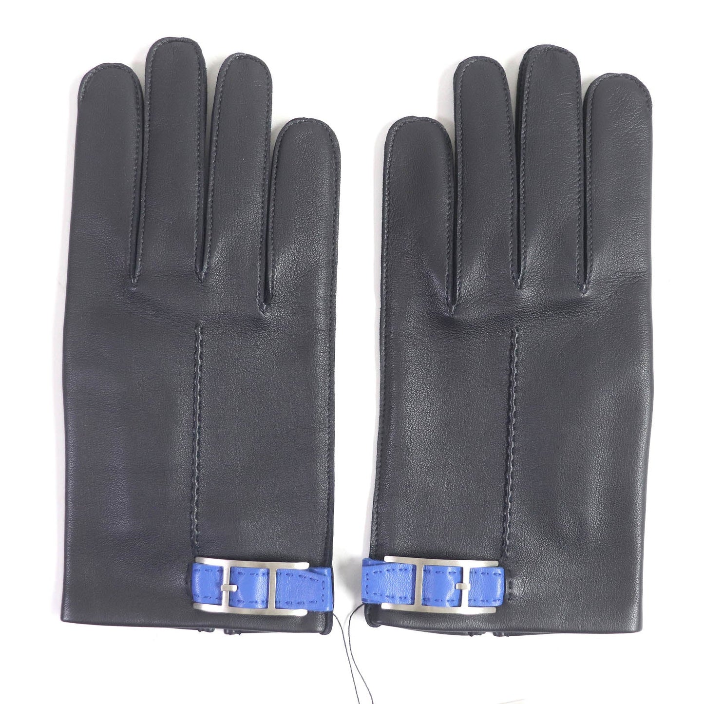 HERMES gloves Lamb leather Dark navy 8