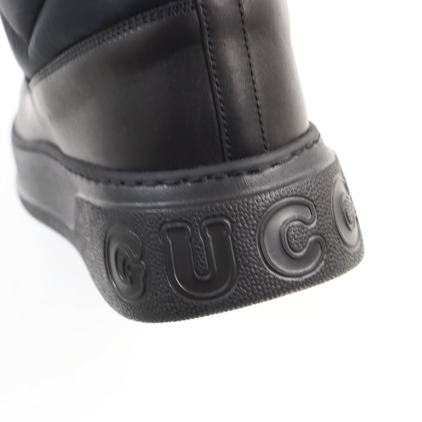 GUCCI short boots 673124 leather black chevron boots mens 9 Secondhand