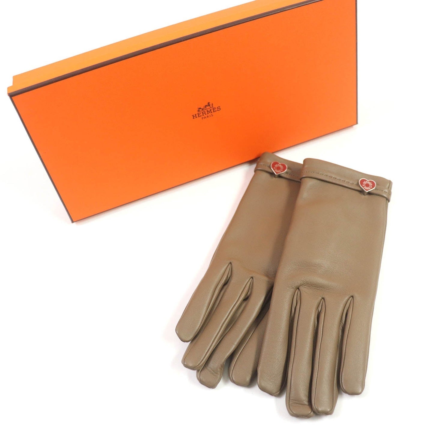 HERMES gloves Lamb leather beige 7