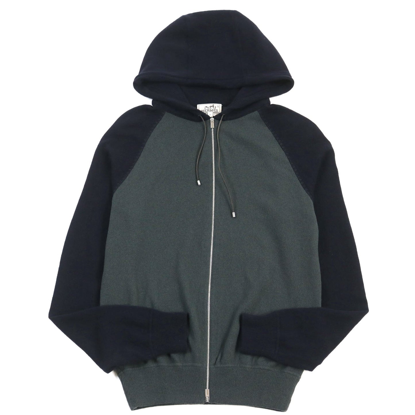 HERMES Hoodie wool Green navy M