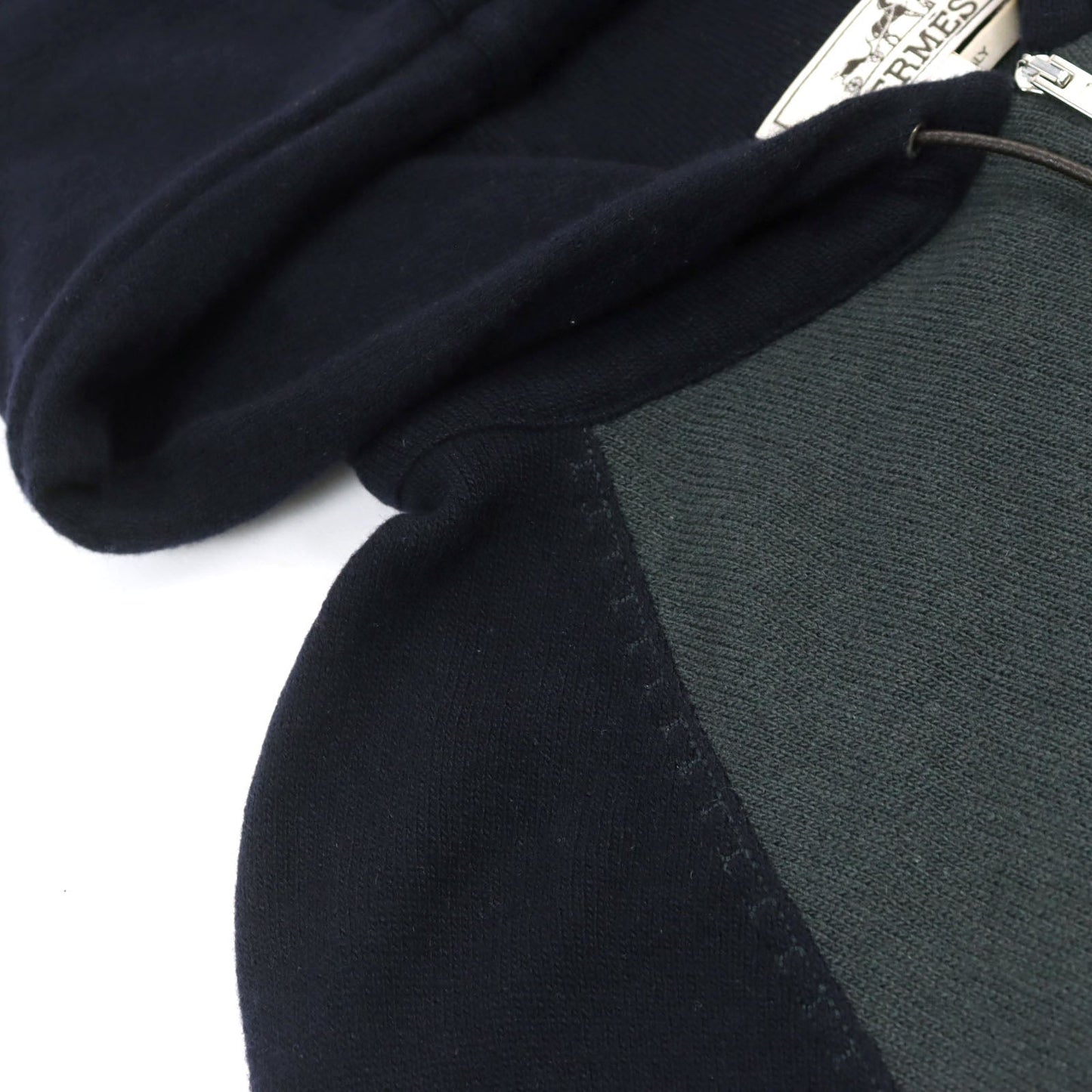 HERMES Hoodie wool Green navy M