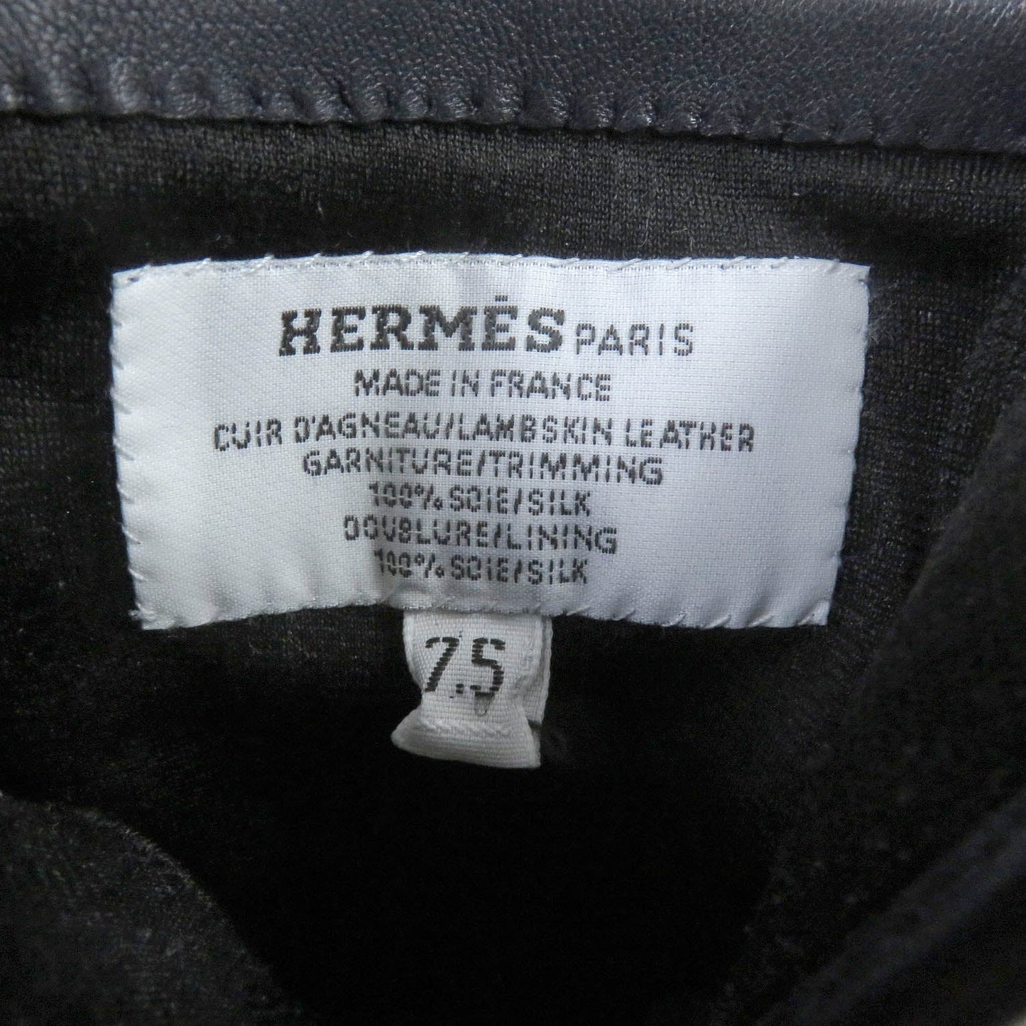 HERMES gloves Main: Lamb leather, Lining and scarf: 100% silk Navy Women 7.5 Used