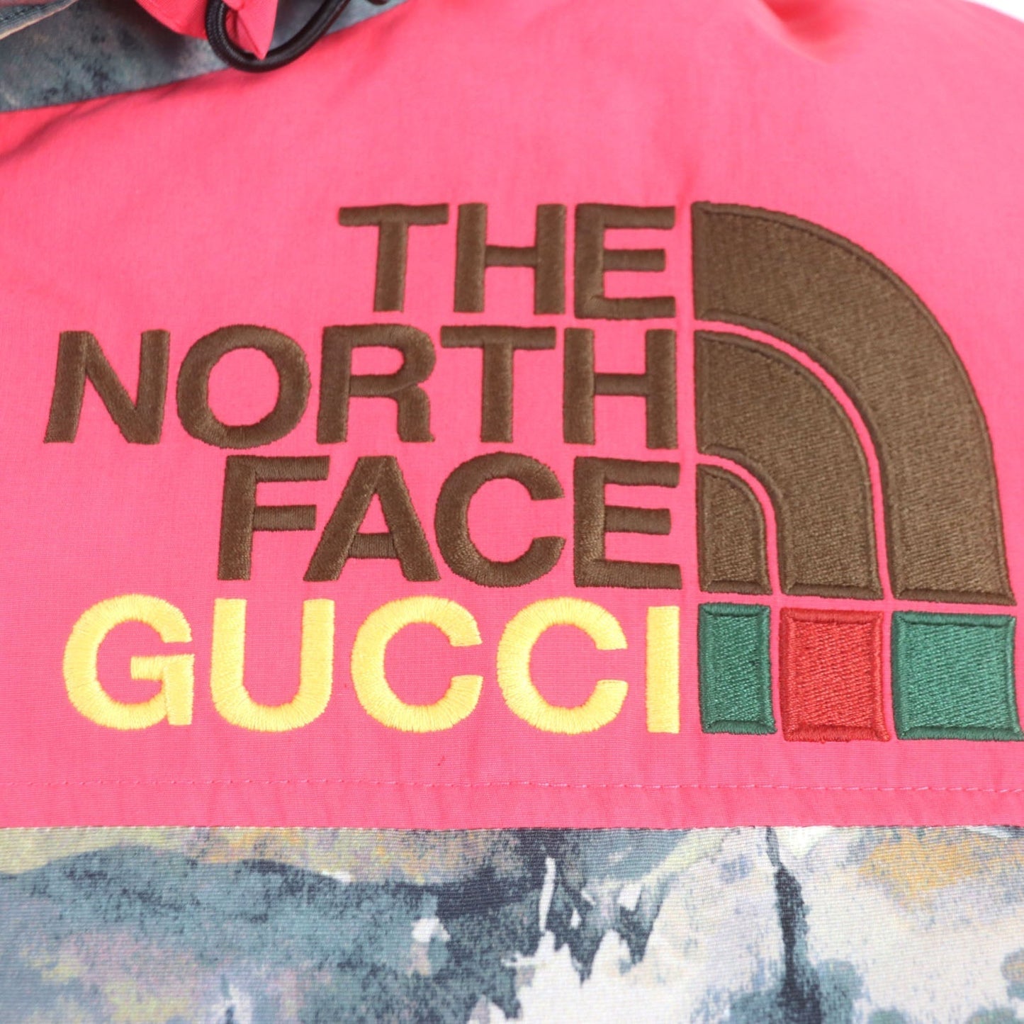GUCCI Down jacket 663895 Outer: 100% nylon, Outer: 73% nylon, Outer: 27% cotton, Lining: 100% nylon, Filling: 85% down, 15% feather Multi Forest mens L Used