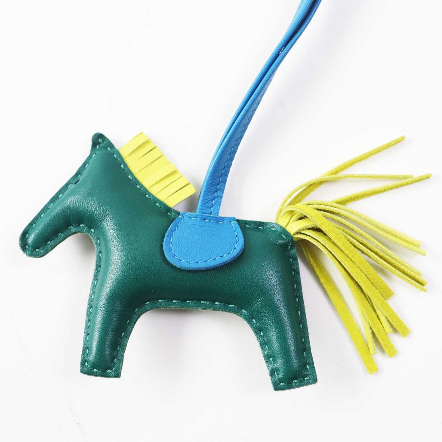HERMES Bag charm Anyo Miro Malachite Lime Blue Zanzibar Rodeo Charm PM