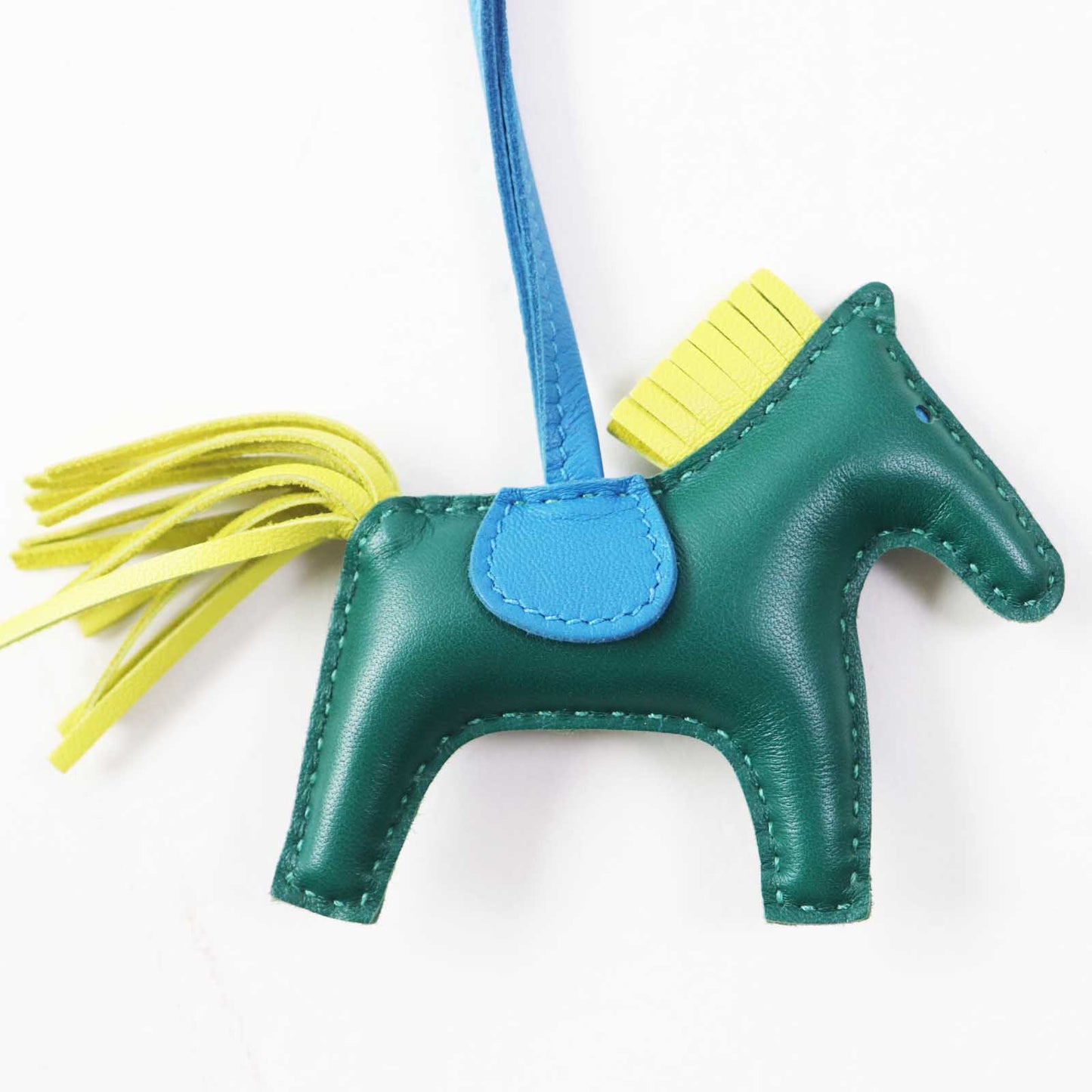 HERMES Bag charm Anyo Miro Malachite Lime Blue Zanzibar Rodeo Charm PM