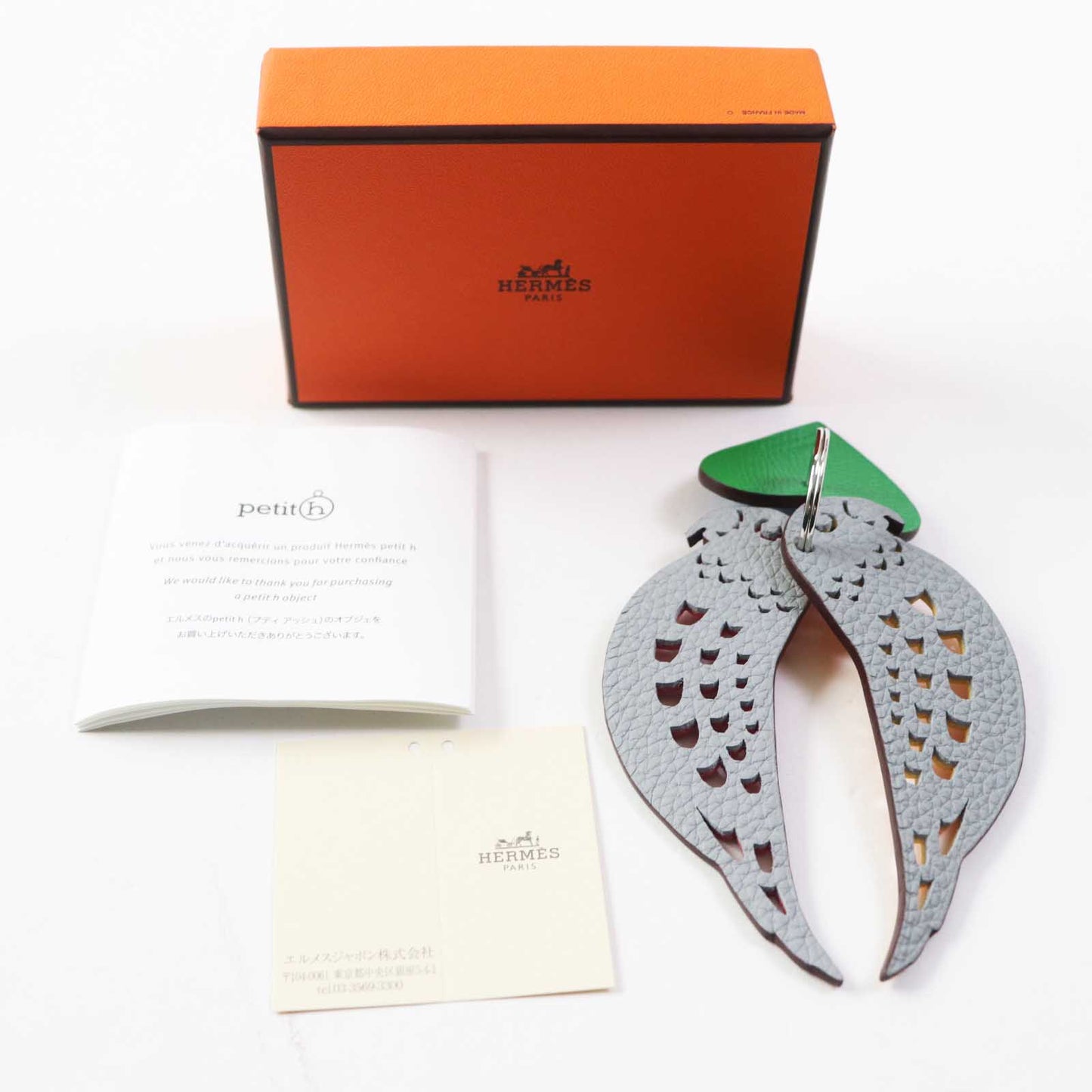 HERMES key ring leather Multi Petit Ash