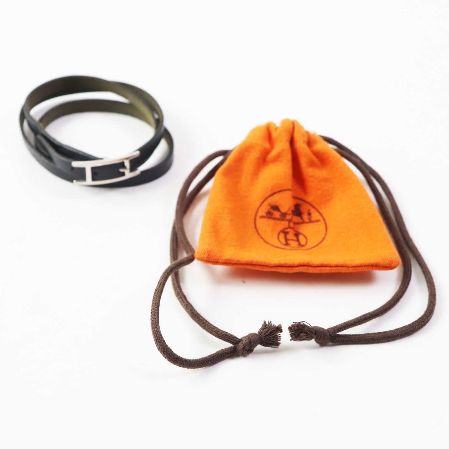 HERMES bracelet leather black Beapi de Bourtour