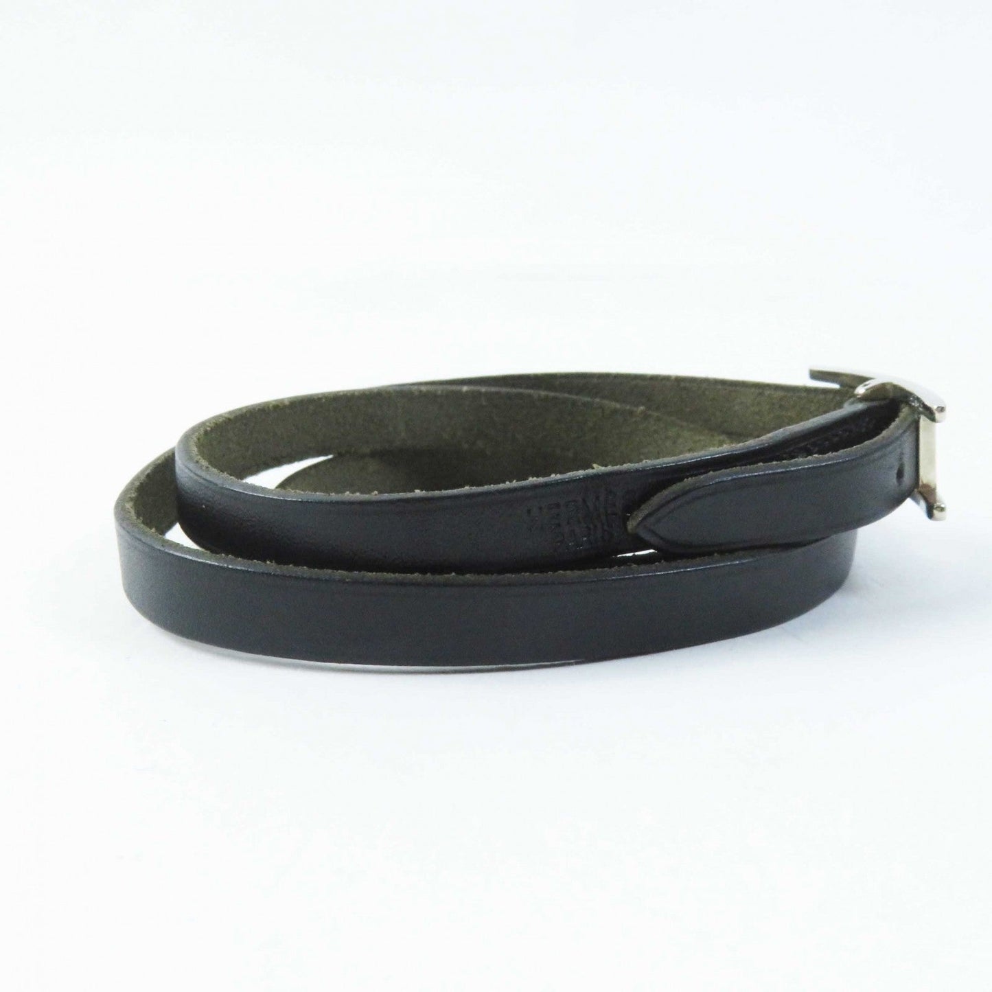 HERMES bracelet leather black Beapi de Bourtour