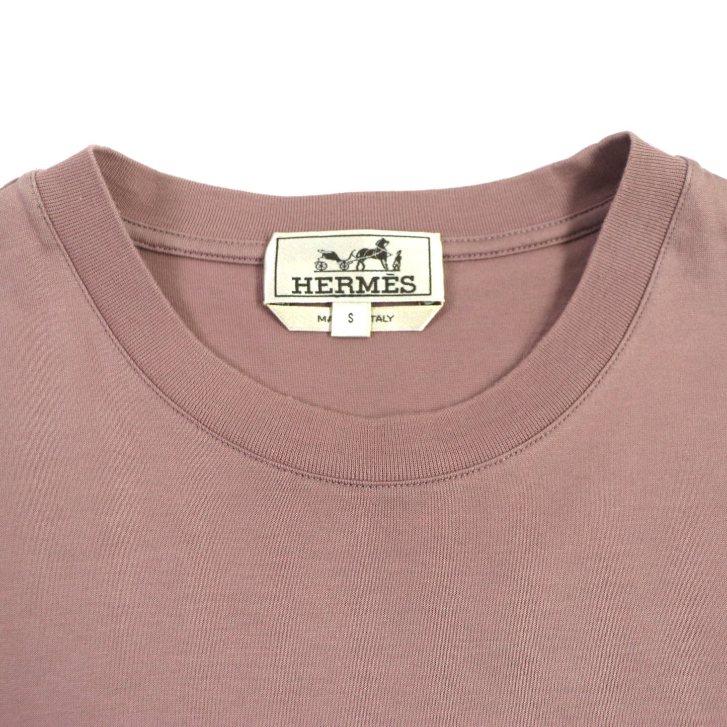 HERMES Short sleeve T-shirt cotton Smoky Pink Dark Gray S