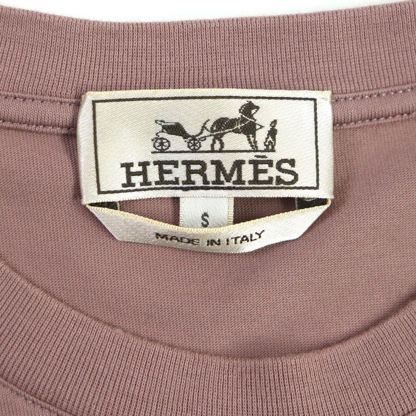 HERMES Short sleeve T-shirt cotton Smoky Pink Dark Gray S