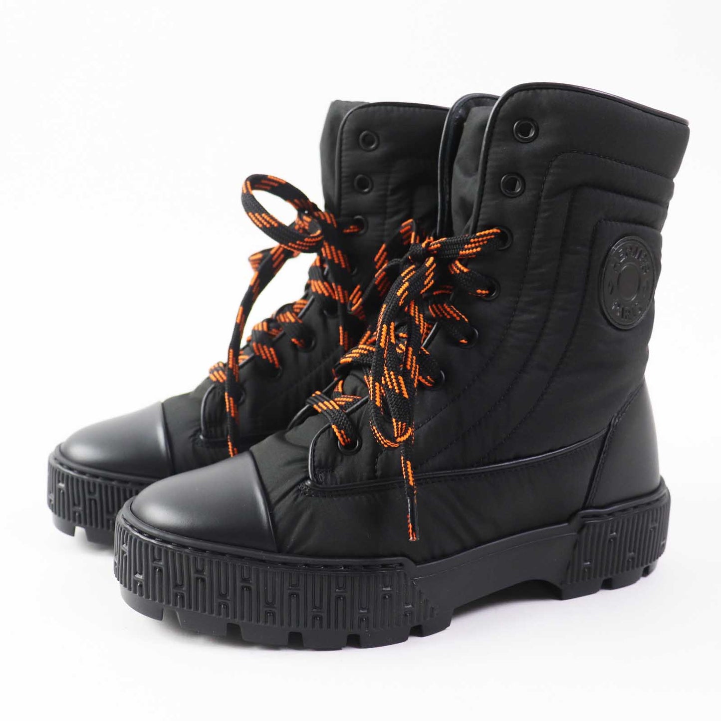 HERMES short boots Main: Leather, parachute fabric black Women 35 Used