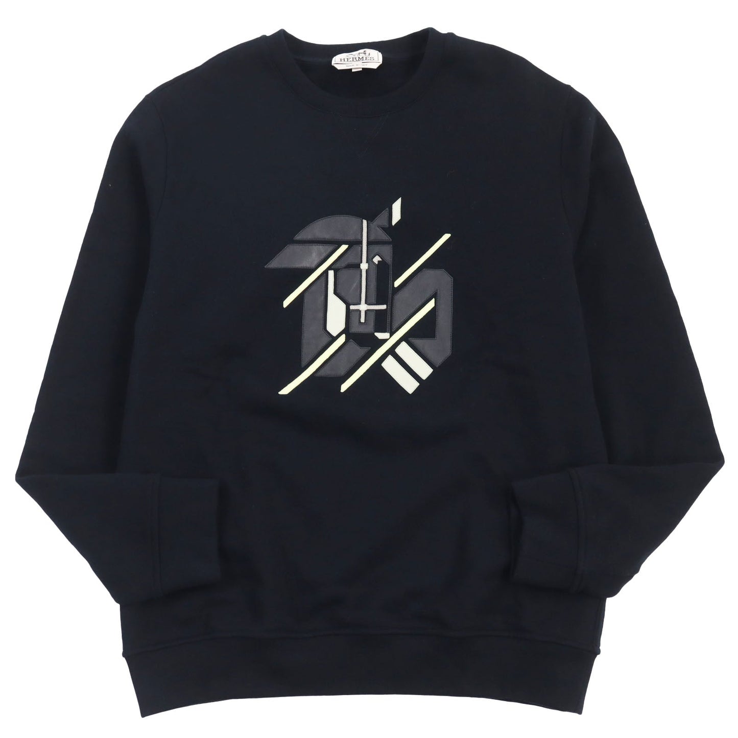 HERMES sweat cotton black Chevaux en Symmetry M