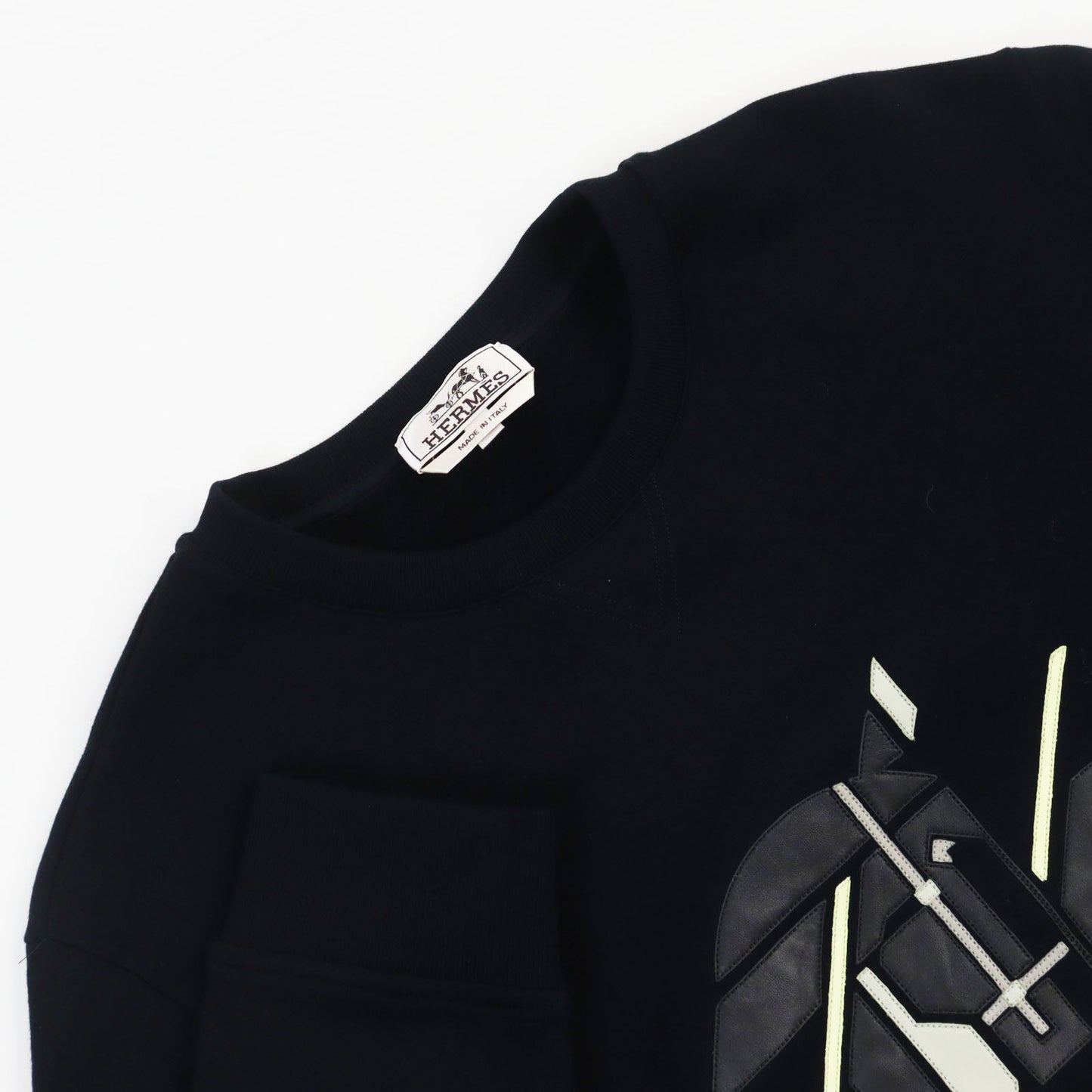 HERMES sweat cotton black Chevaux en Symmetry M