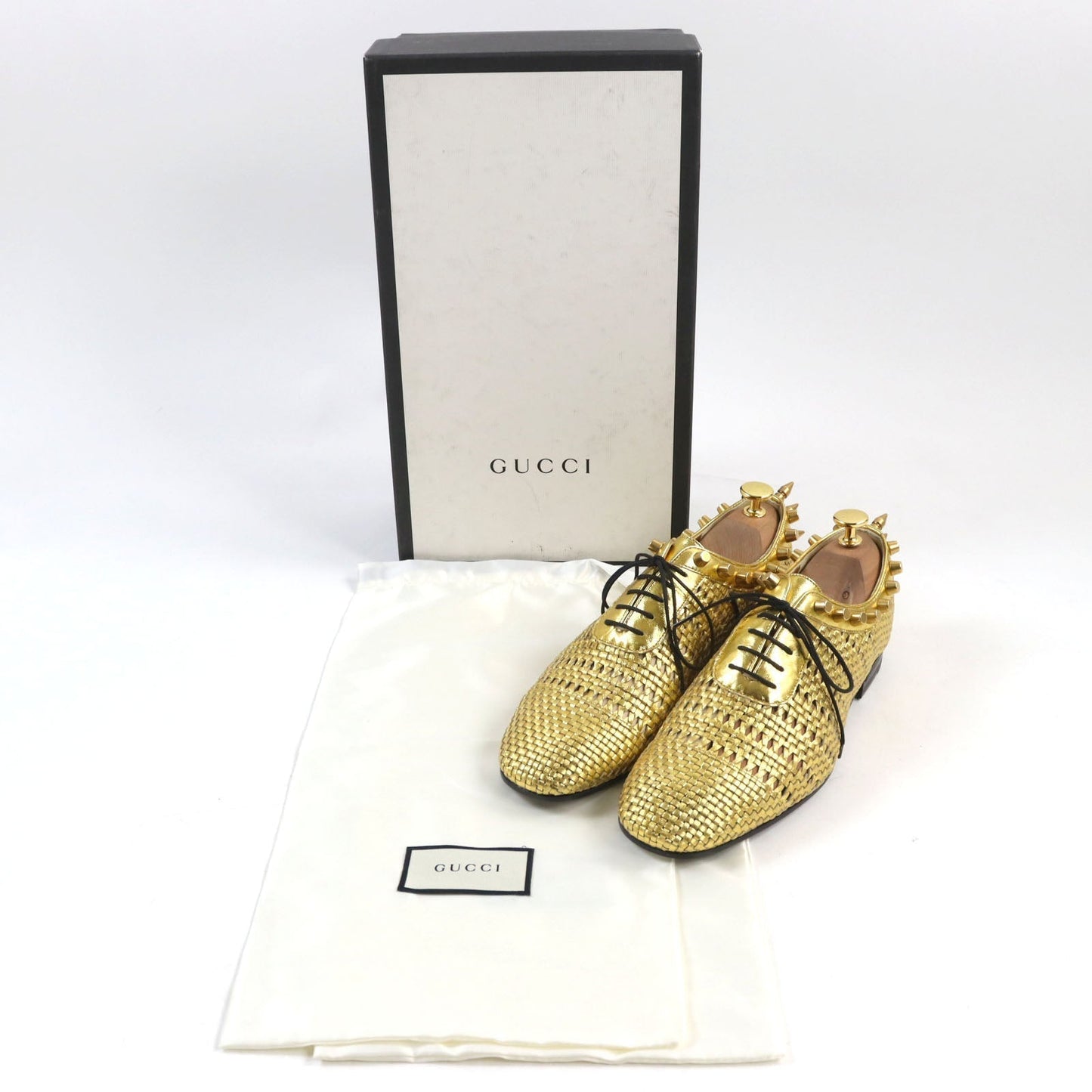 GUCCI Leather shoes Metallic leather gold 6