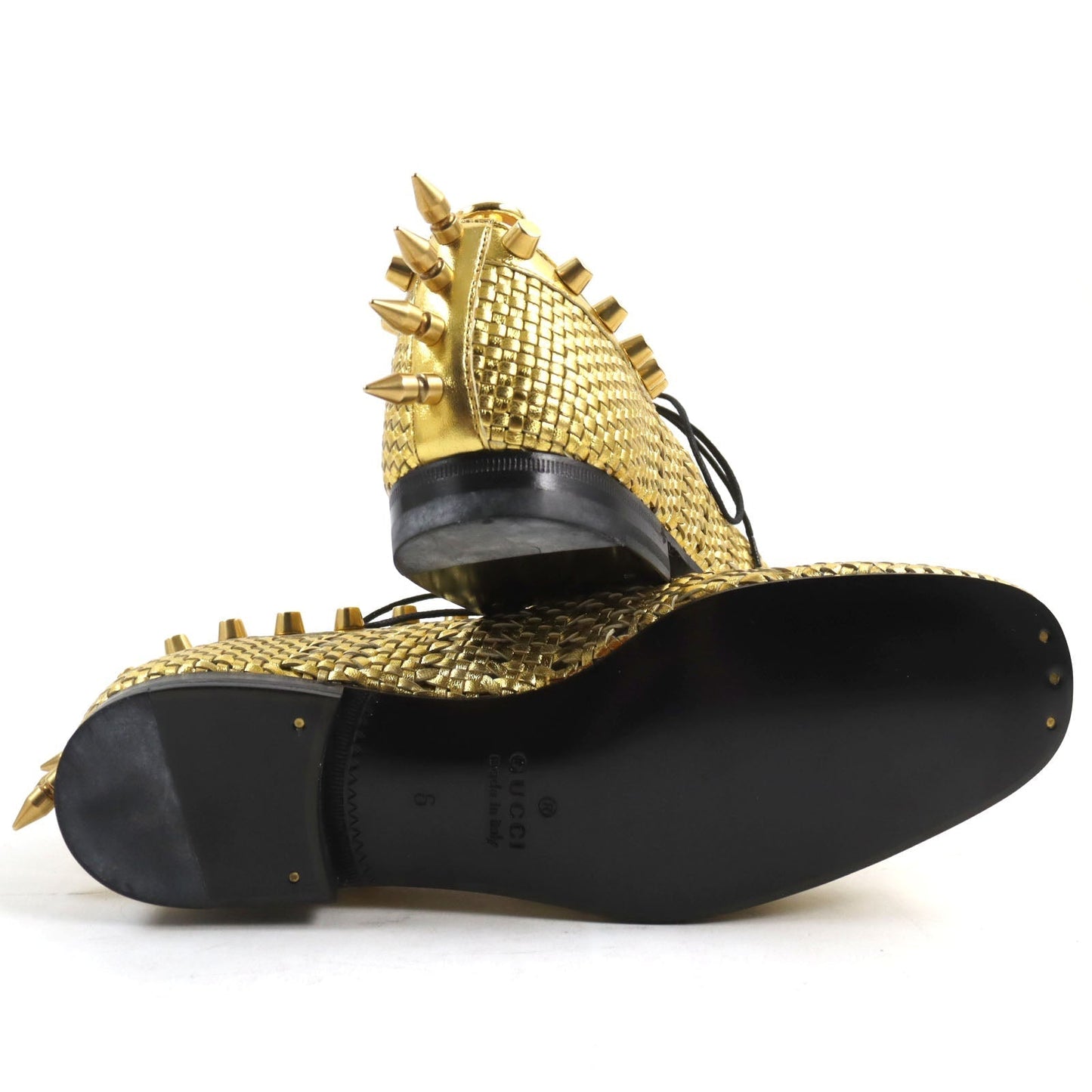 GUCCI Leather shoes Metallic leather gold 6