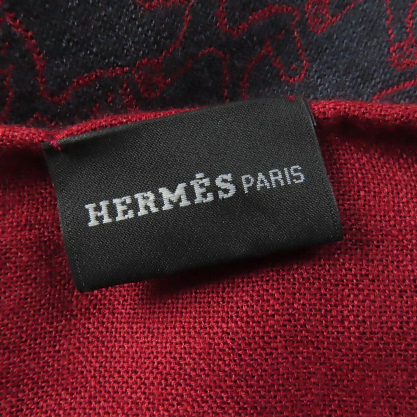 HERMES Scarf Main: 70% cashmere, Main: 30% silk Navy red Women Used