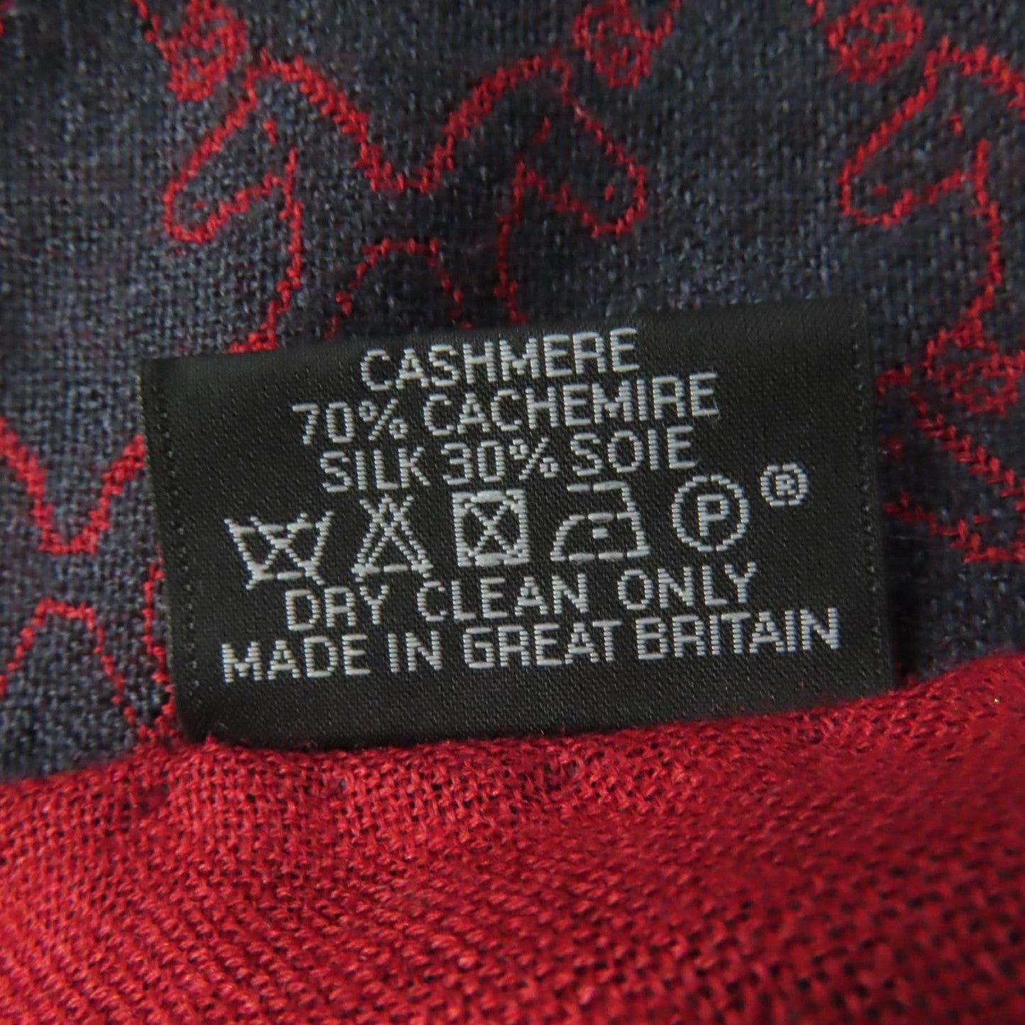 HERMES Scarf Main: 70% cashmere, Main: 30% silk Navy red Women Used