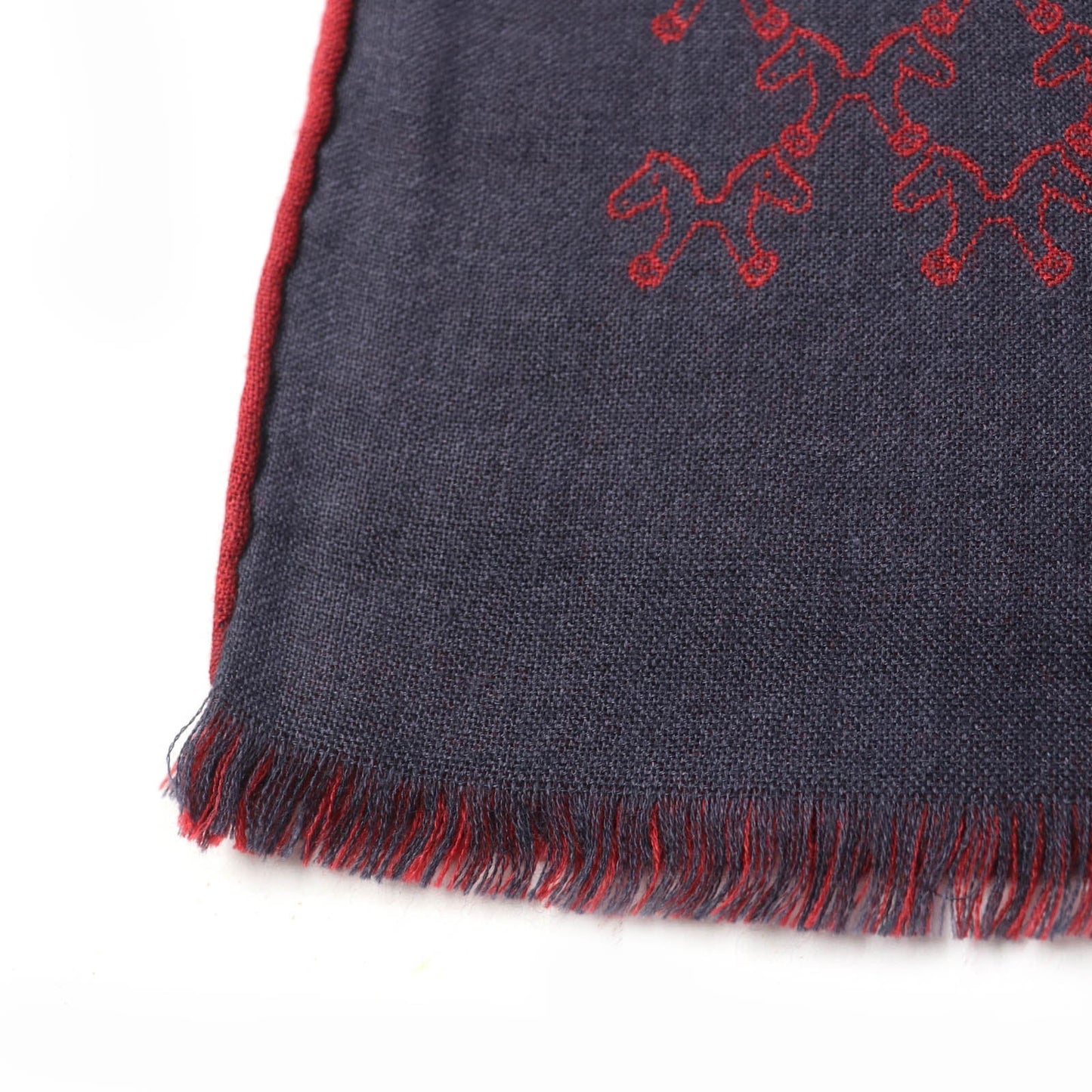 HERMES Scarf Main: 70% cashmere, Main: 30% silk Navy red Women Used