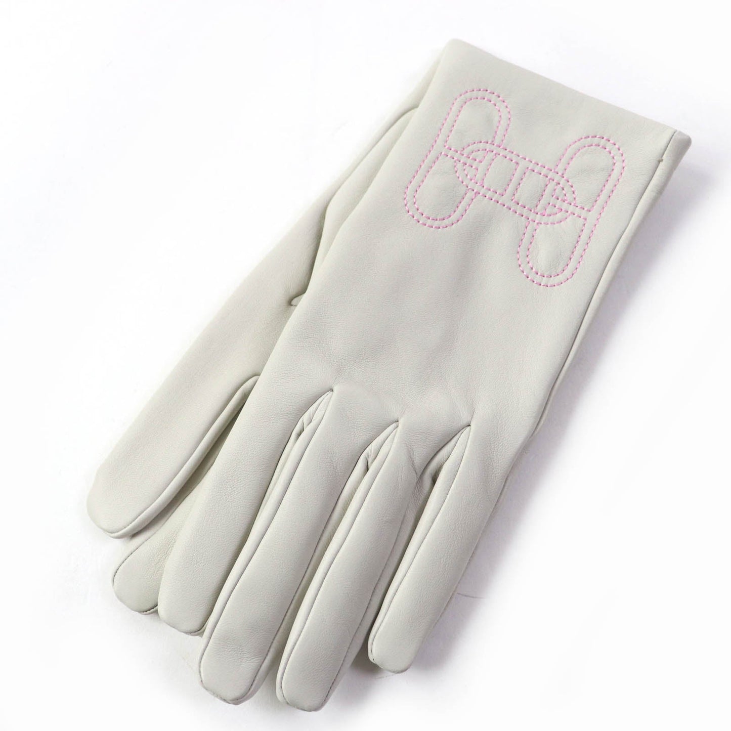 HERMES gloves leather Light gray Chene Dunkle 7.5