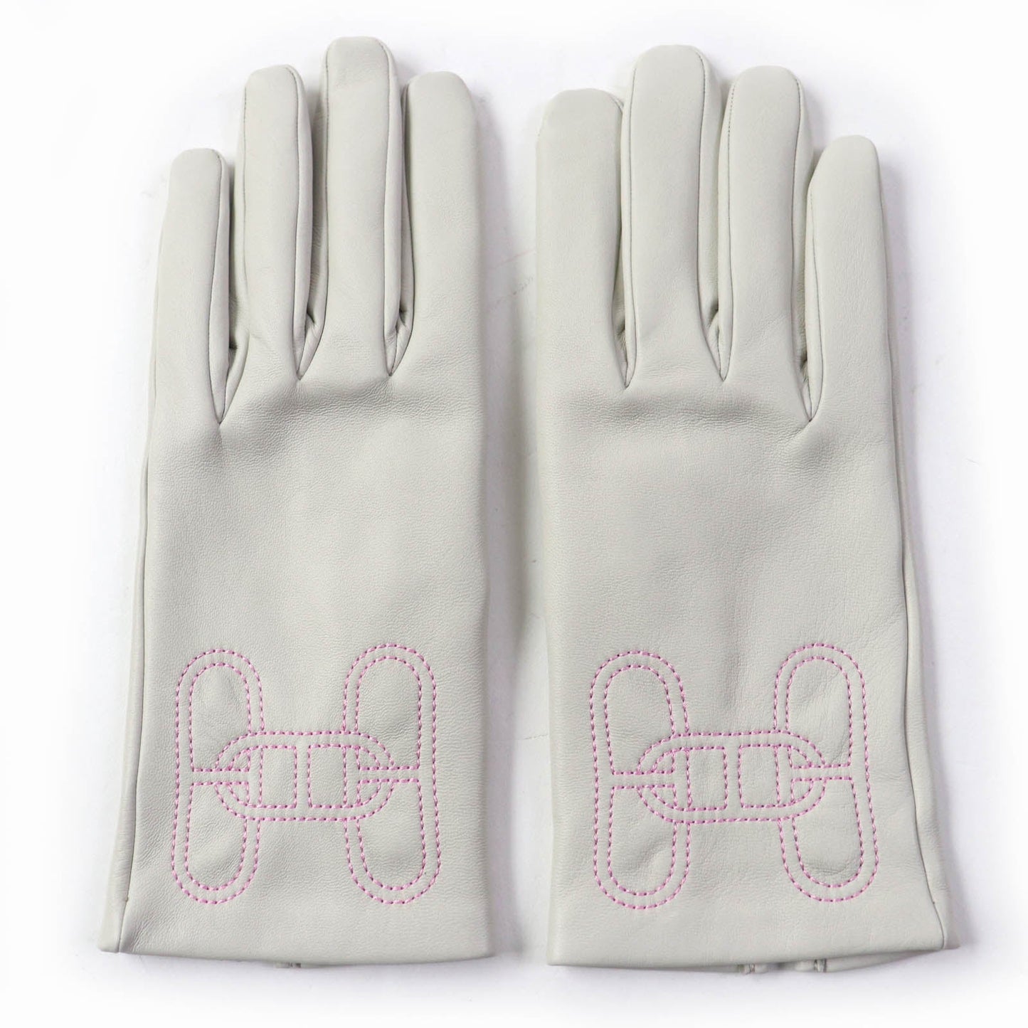 HERMES gloves leather Light gray Chene Dunkle 7.5