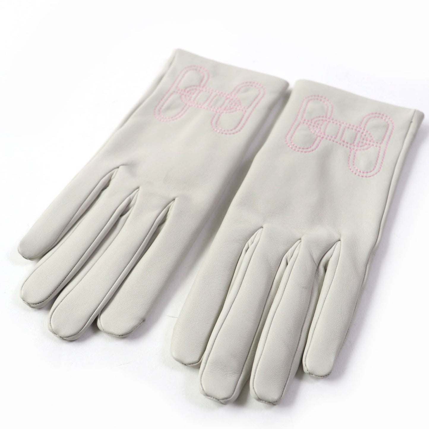 HERMES gloves leather Light gray Chene Dunkle 7.5