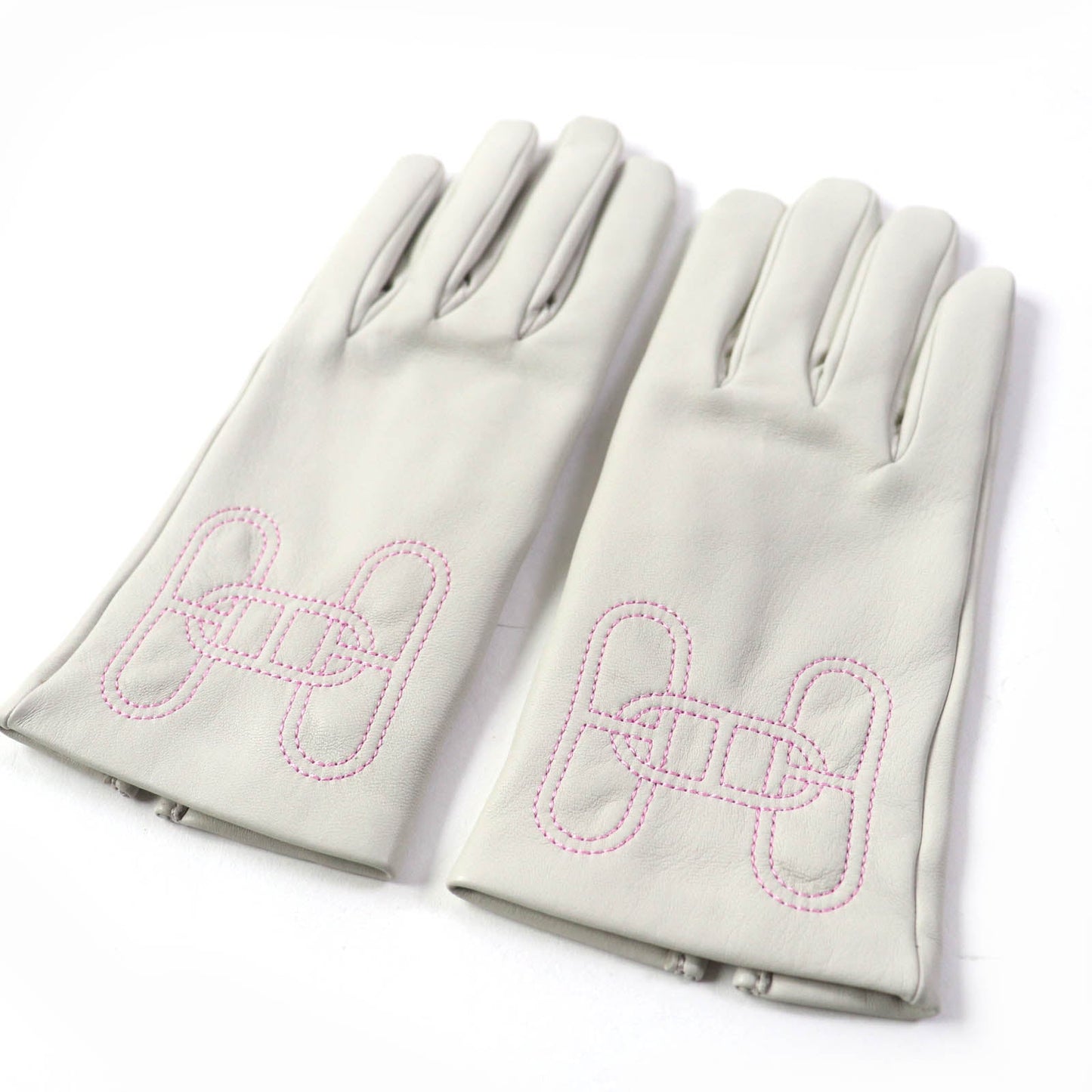 HERMES gloves leather Light gray Chene Dunkle 7.5