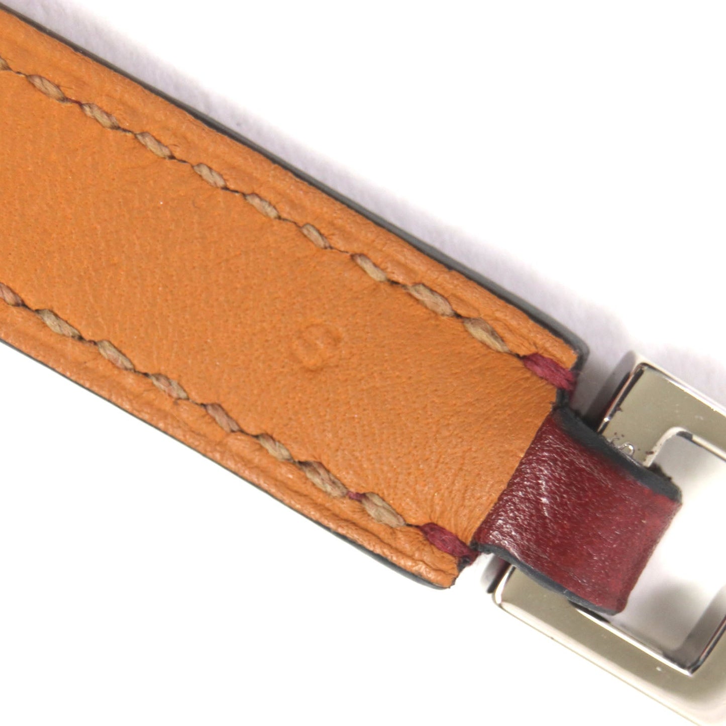 HERMES bracelet leather Red brown Cory Edssian S