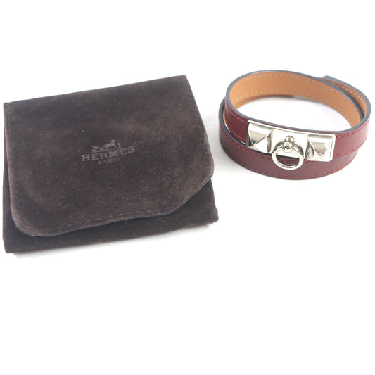 HERMES bracelet leather Red brown Cory Edssian S
