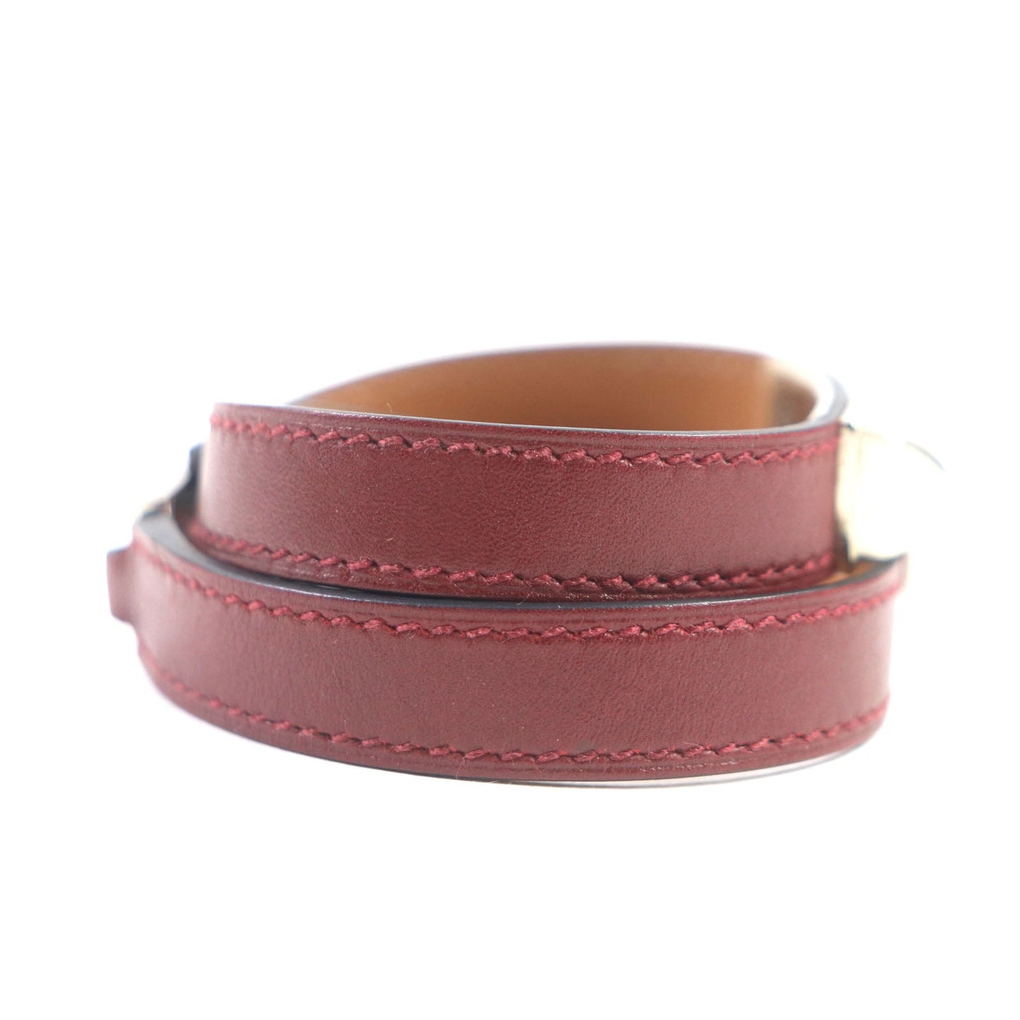 HERMES bracelet leather Red brown Cory Edssian S