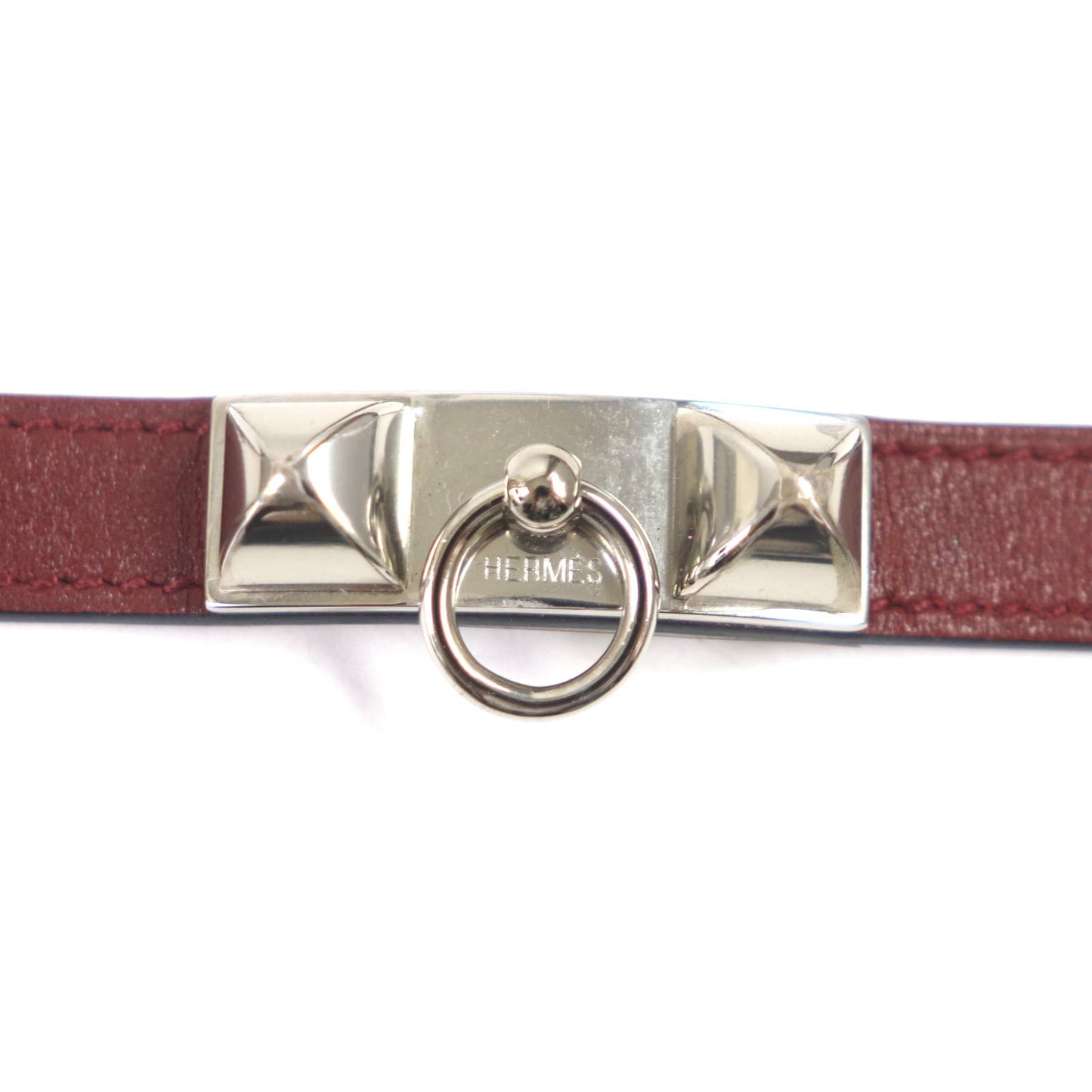 HERMES bracelet leather Red brown Cory Edssian S