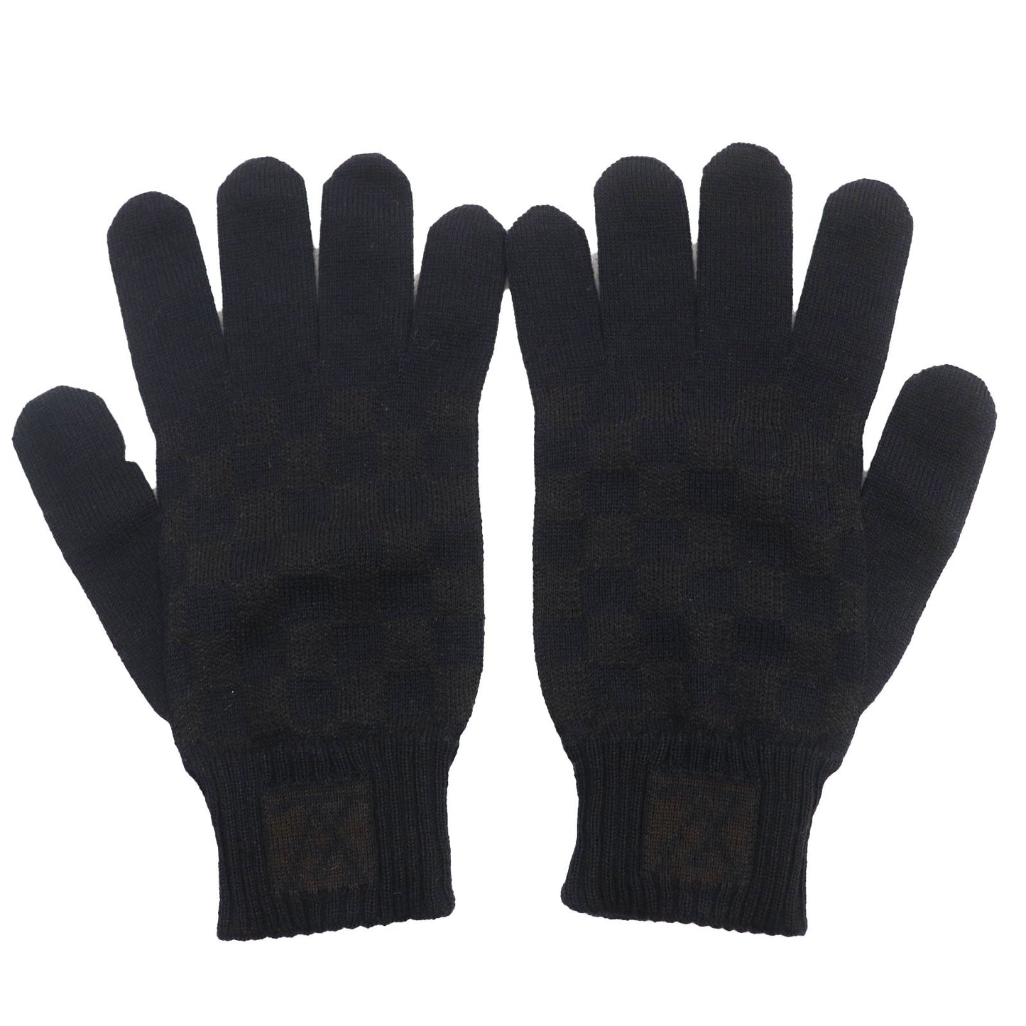 LOUIS VUITTON gloves 402330 wool Black brown Gompute Damier