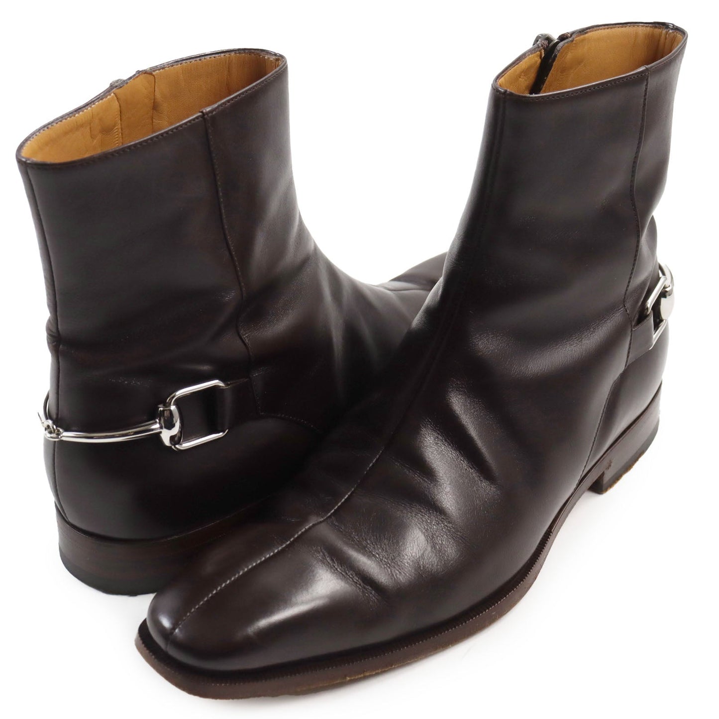GUCCI boots 204398 Main: Leather Dark brown mens 40 Used