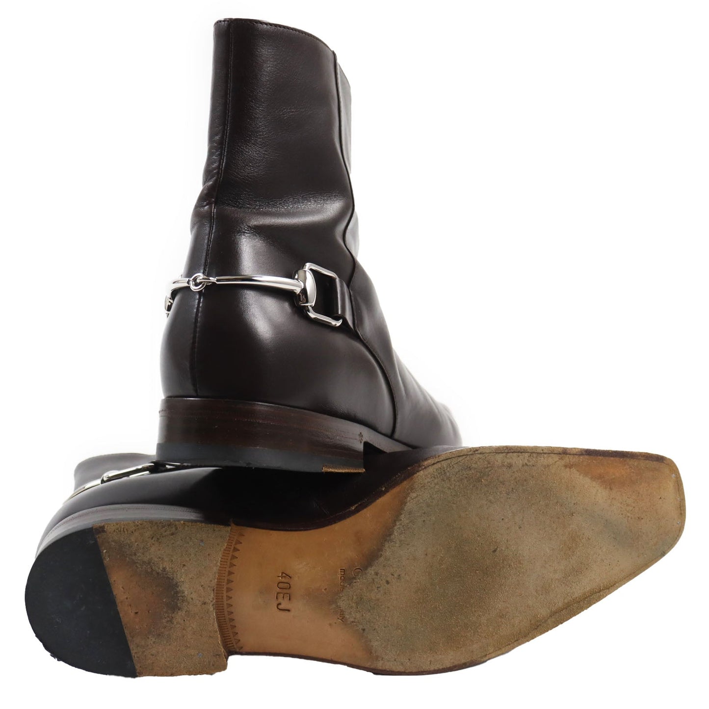 GUCCI boots 204398 Main: Leather Dark brown mens 40 Used