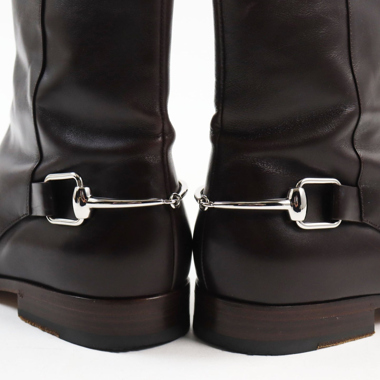 GUCCI boots 204398 Main: Leather Dark brown mens 40 Used