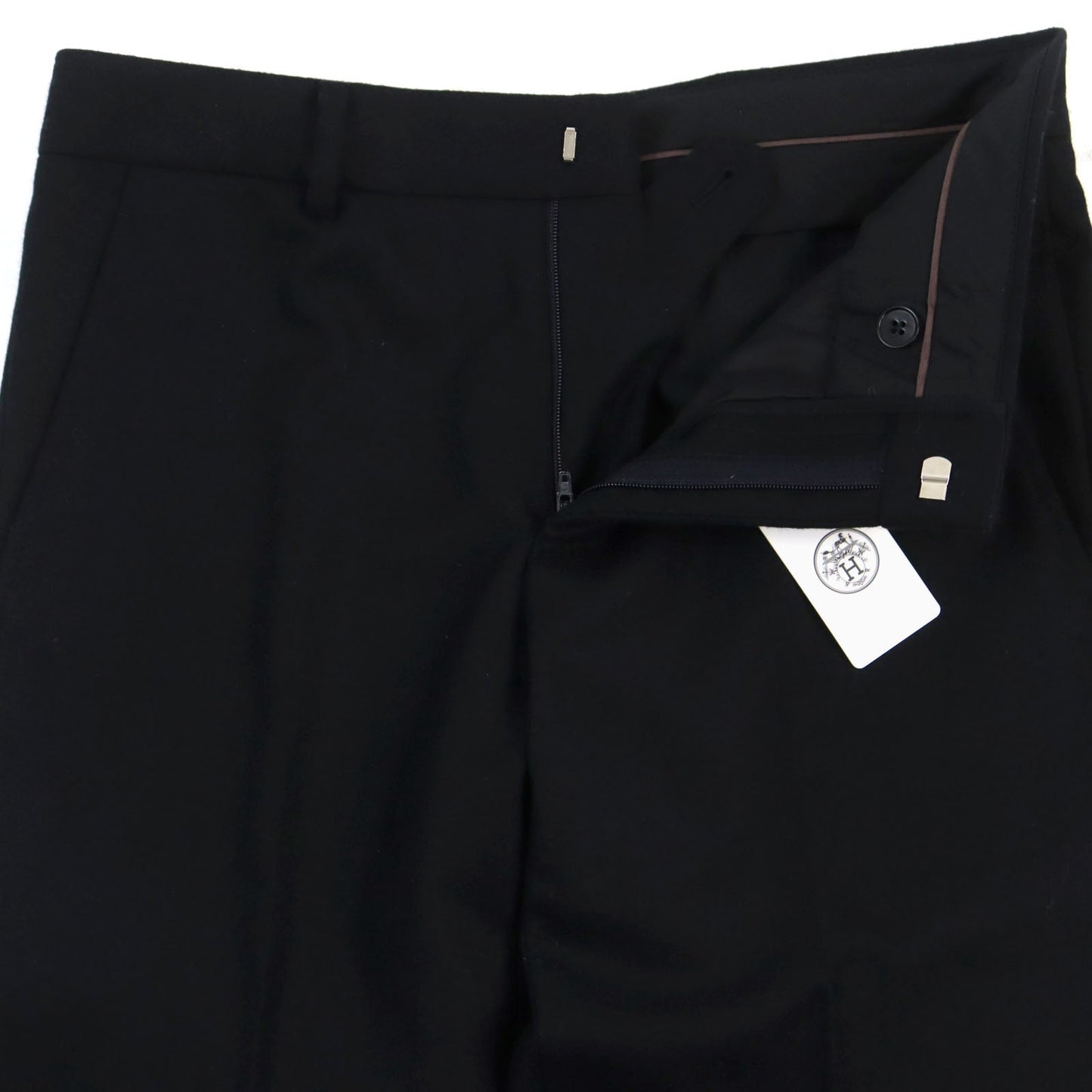 HERMES slacks wool black 38