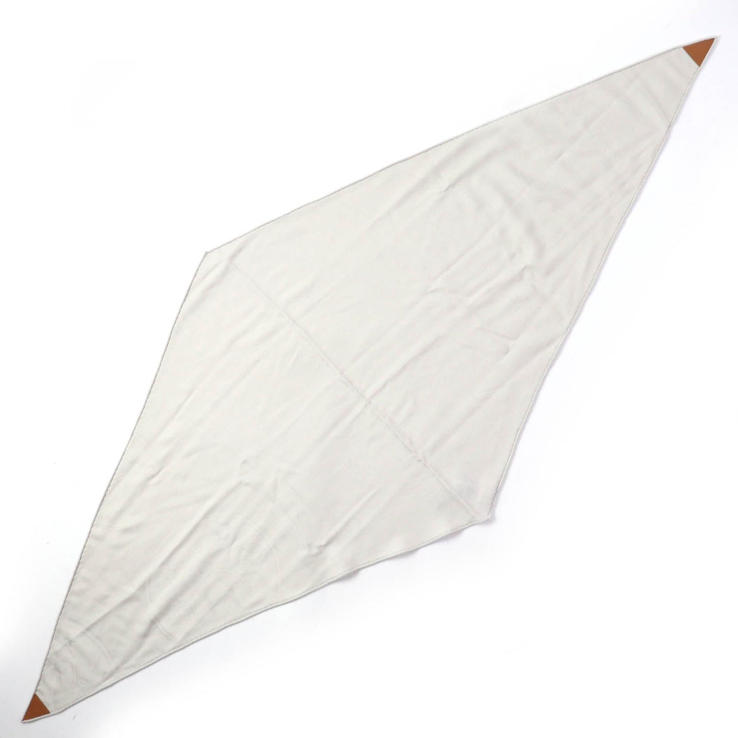 HERMES scarf Main: 85% cashmere, Main: 15% silk, Part: , Leather part: sheepskin Light Greige Losange New Libris Women Used