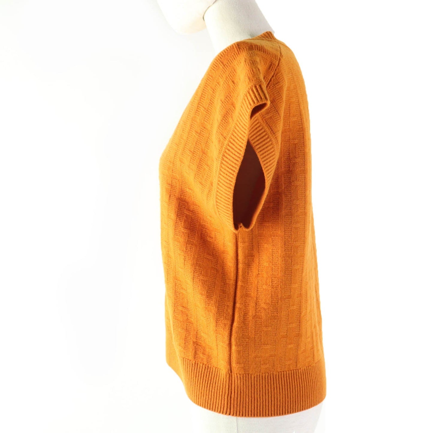 HERMES Short sleeve knit 3E2639DB wool Orange 34