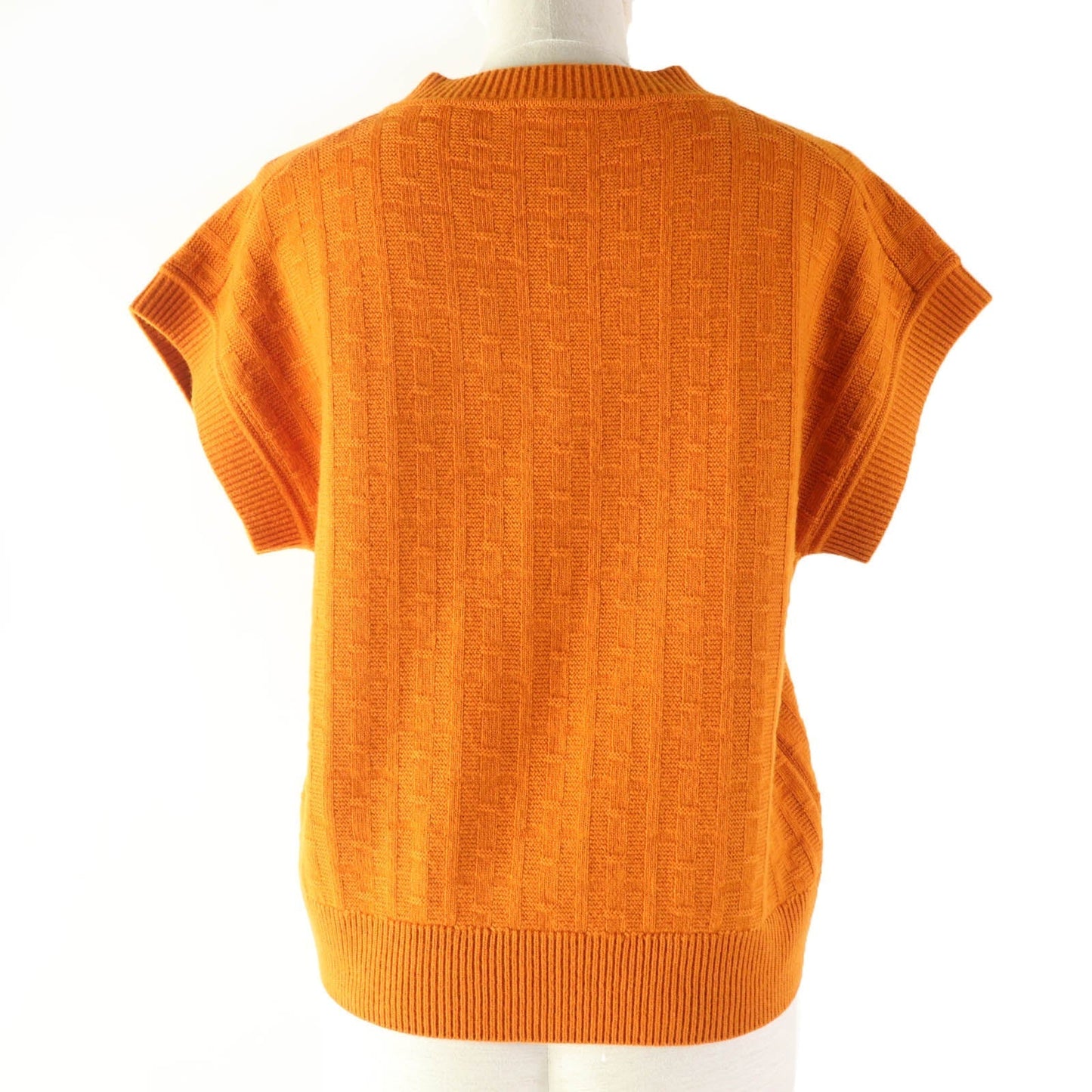 HERMES Short sleeve knit 3E2639DB wool Orange 34