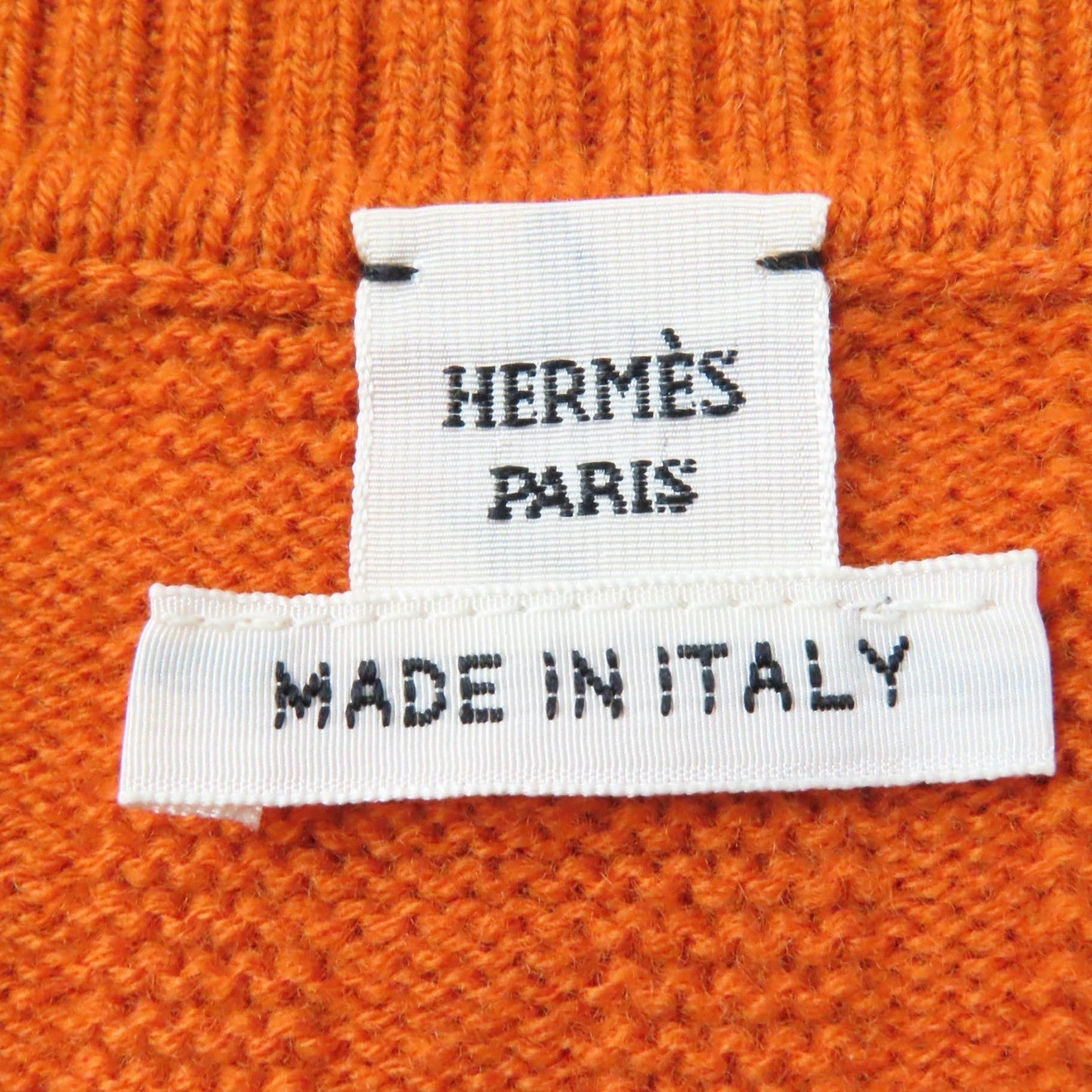 HERMES Short sleeve knit 3E2639DB wool Orange 34