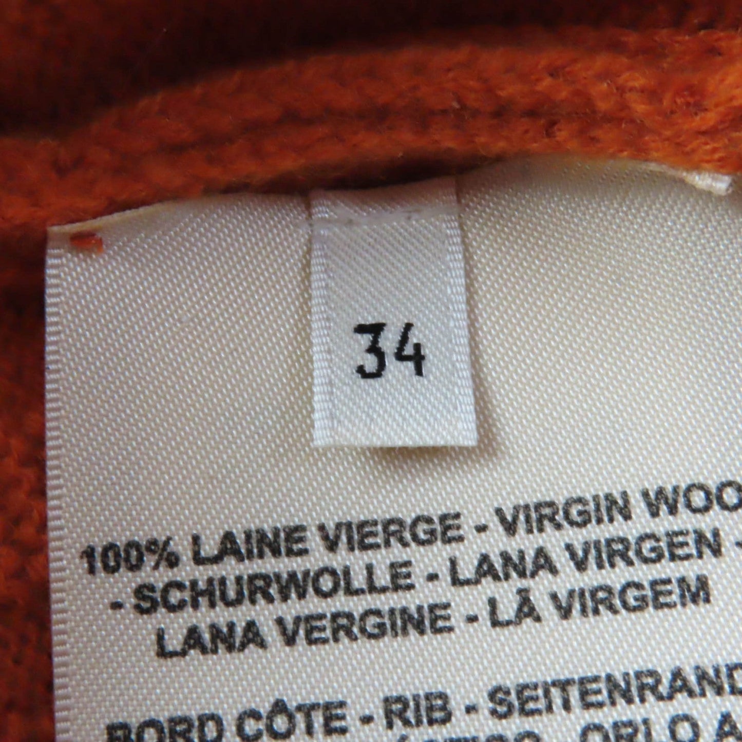 HERMES Short sleeve knit 3E2639DB wool Orange 34