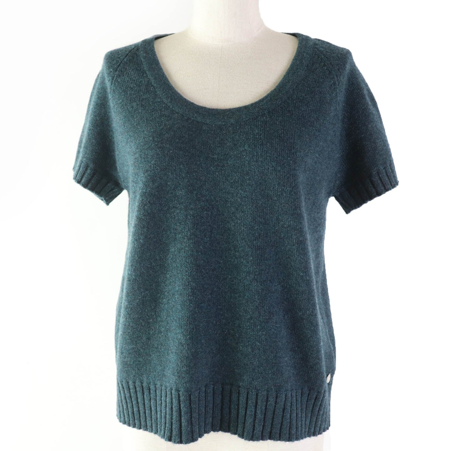 HERMES Short sleeve knit cashmere Green type 38