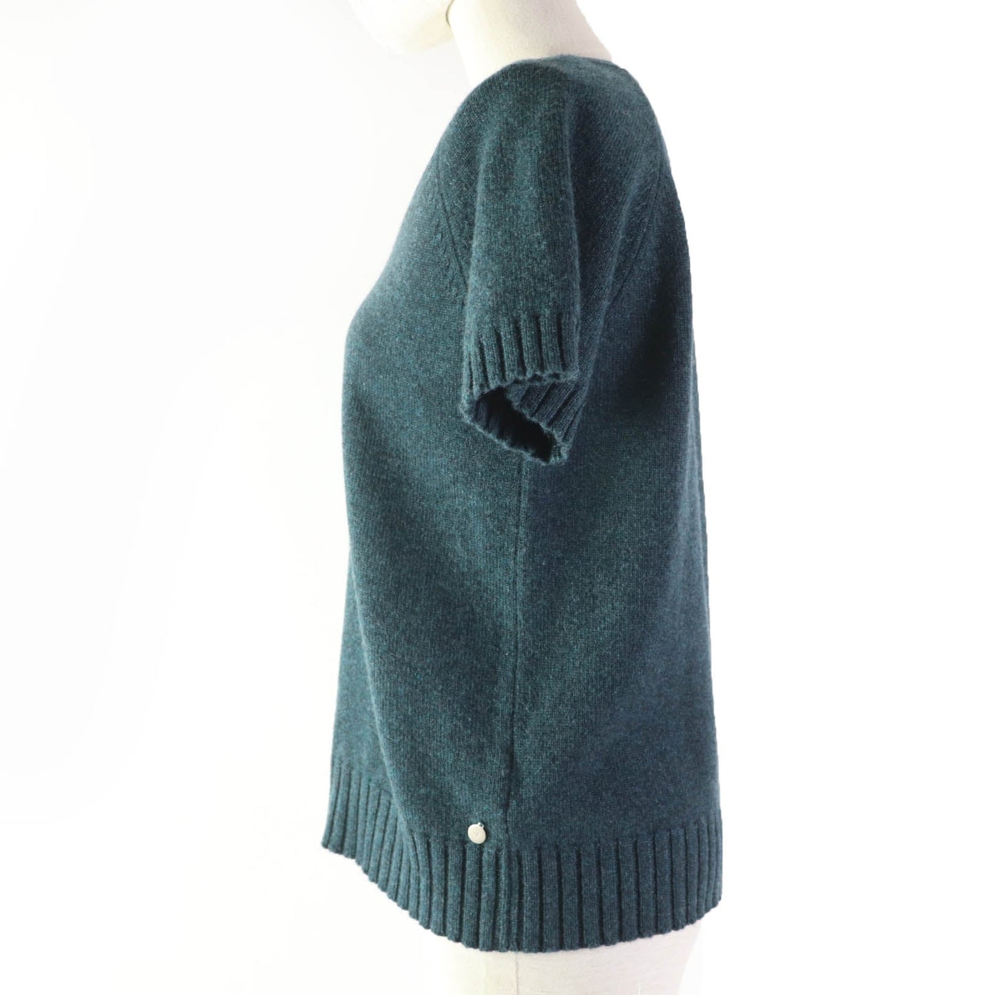 HERMES Short sleeve knit cashmere Green type 38
