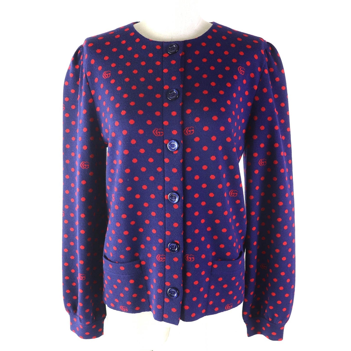 GUCCI cardigan 623609 wool Navy red S